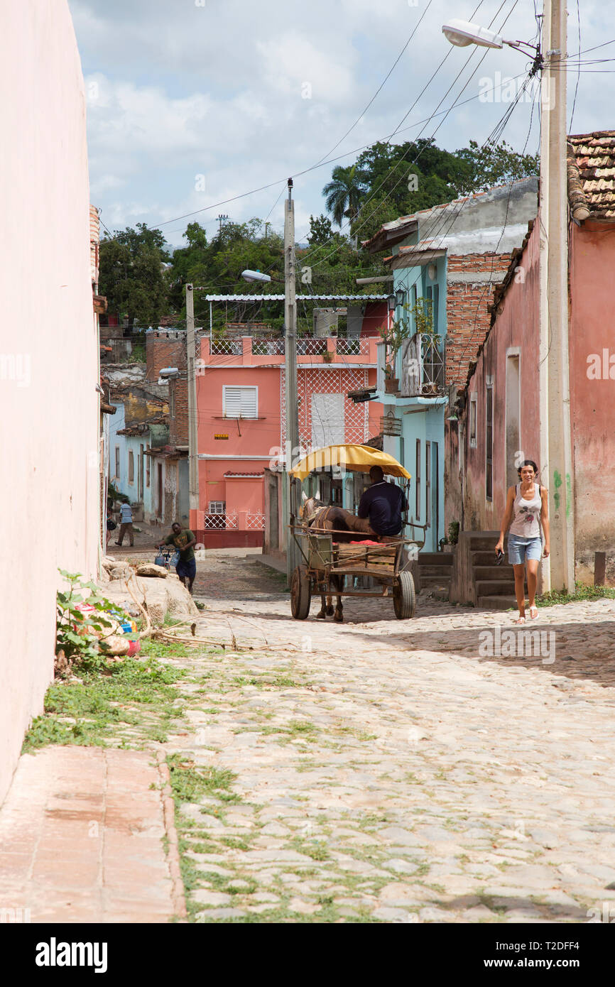 Zurück street scene Trinidad, Sancti Spiritus, Kuba Stockfoto