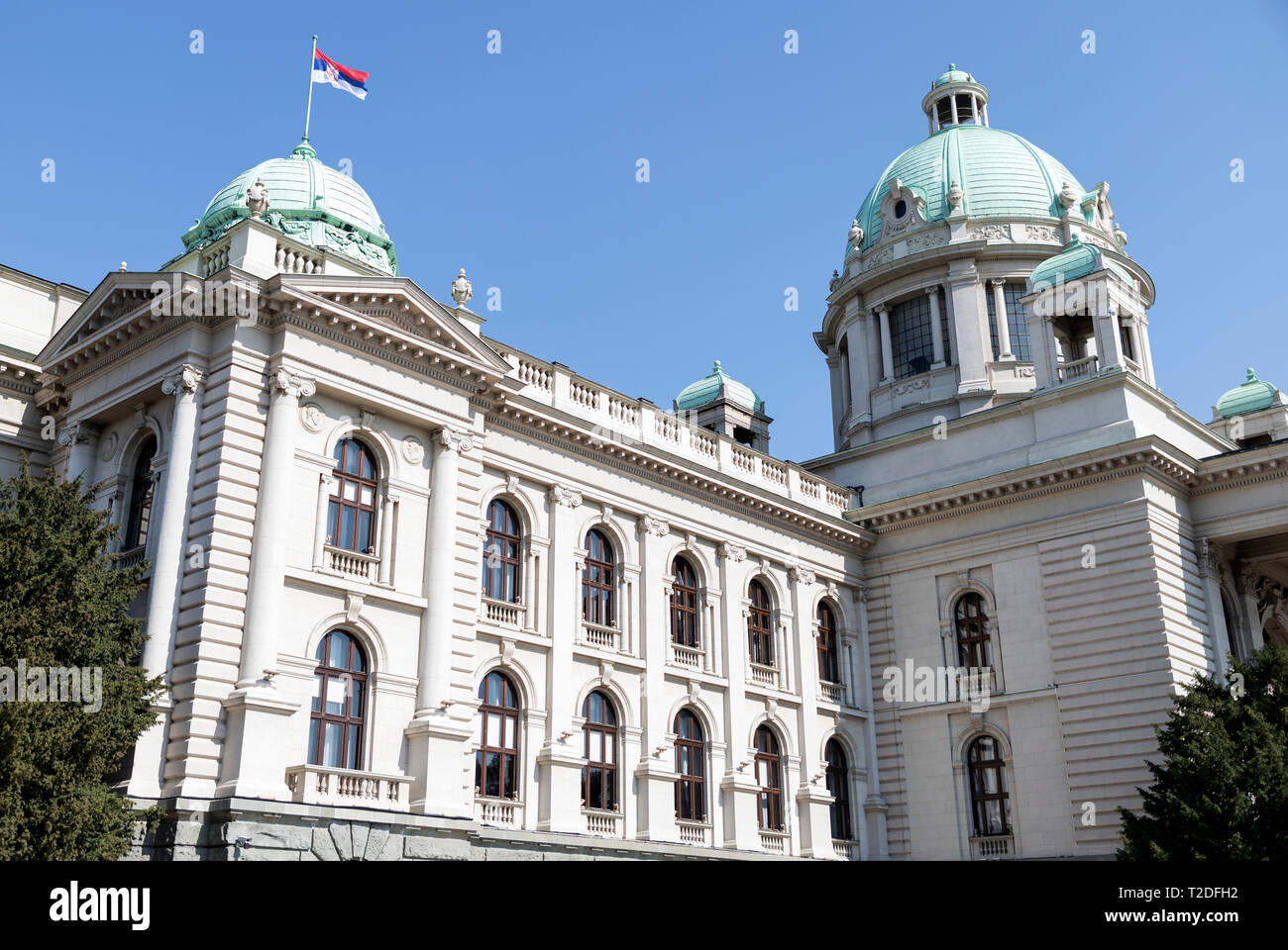 Belgrad, SERBIEN, März 2019: Haus der Nationalversammlung der Republik Serbien, ehemals jugoslawischen Parlament, 1936 erbaut Stockfoto