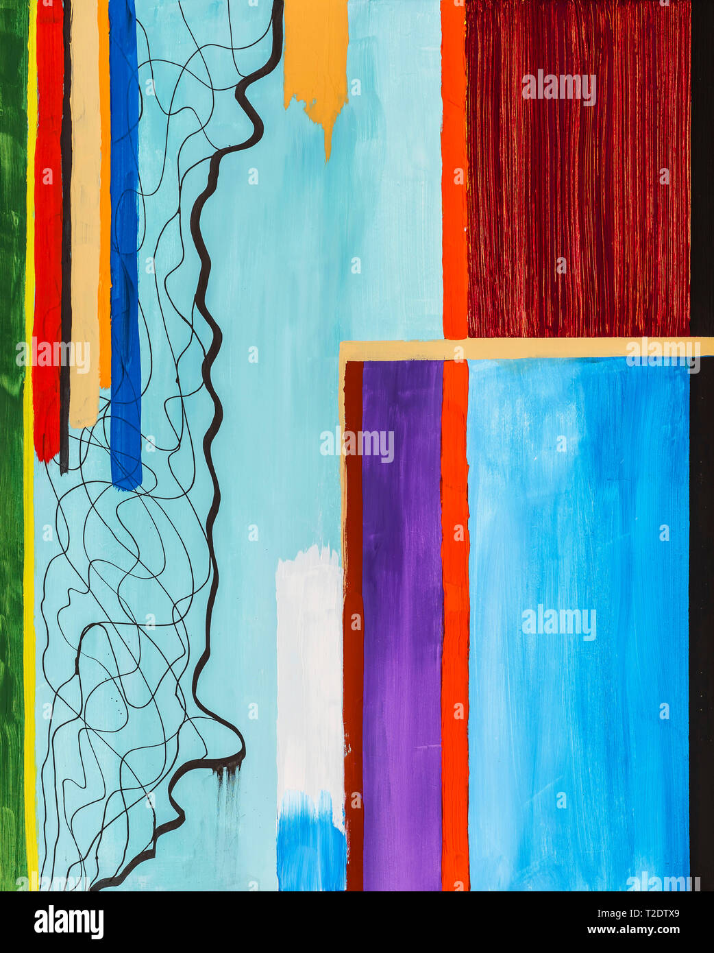 Spass Zusammensetzung Farbenfrohe Malerei Moderne Abstraktion Grafik Design Kunst In Acryl Malen Gerade Und Gekrummte Linien Stockfotografie Alamy