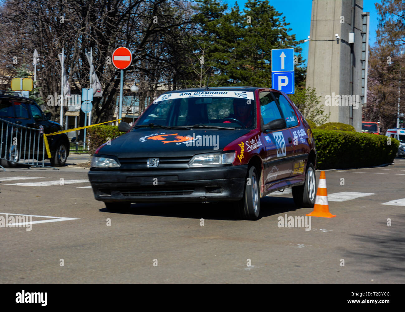 Sajmski autoslalom 2019 - Peugeot 306 Stockfoto