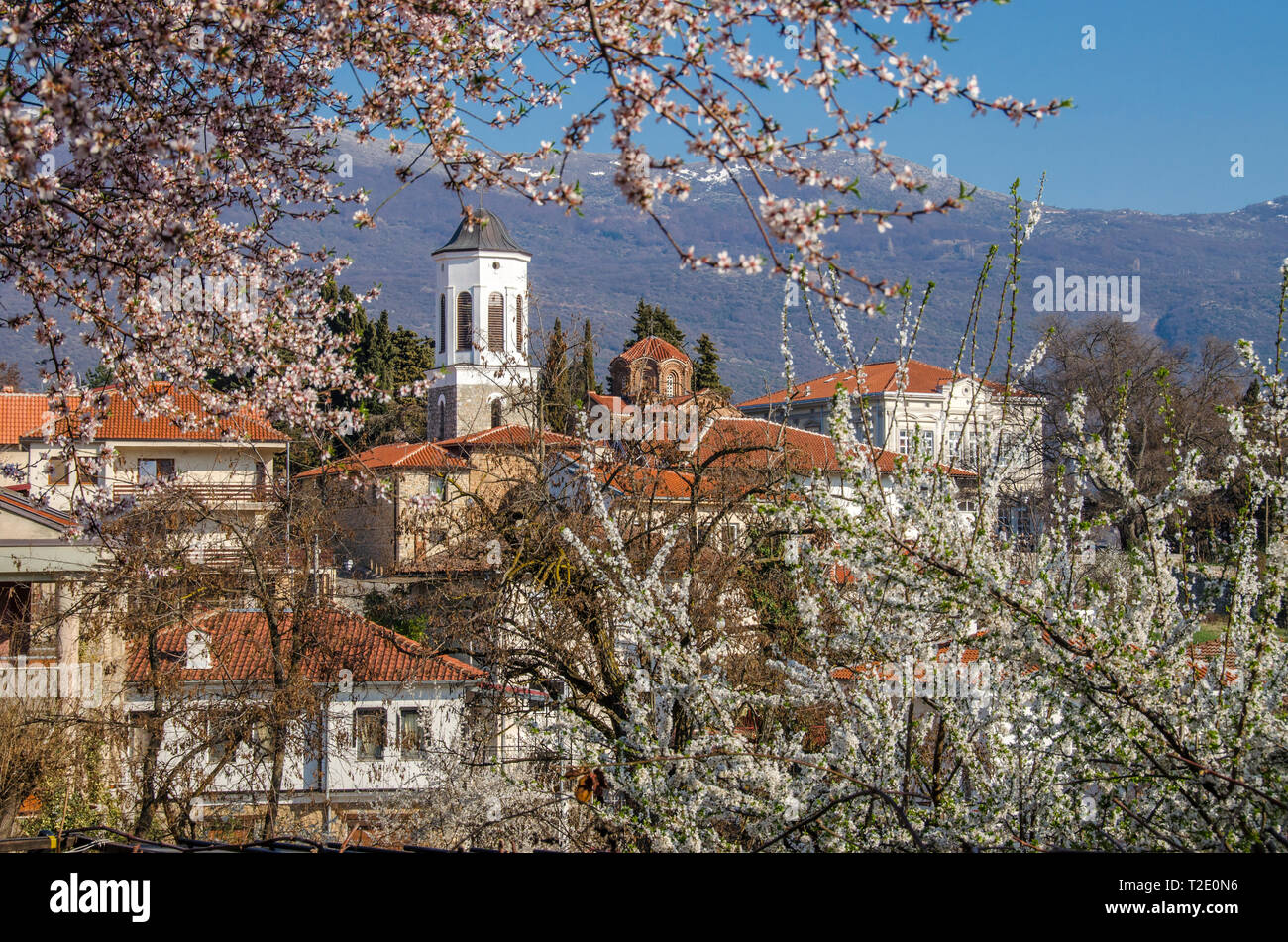 Altstadt von Ohrid - Mazedonien, Heilige Maria Peryvleptos - St. Clemens Stockfoto