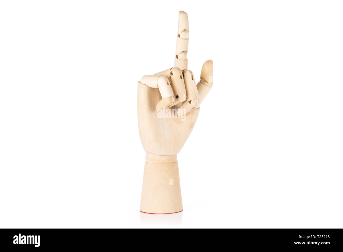 Zu Punkt durch Zeigefinger. gehörlose Gebärdensprache auf weißem Hintergrund Stockfoto