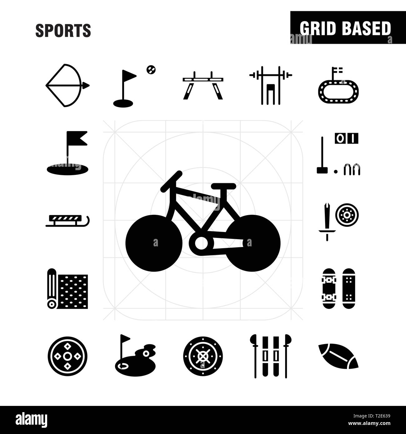 Sport Feste Glyph Icon Pack für Designer und Entwickler. Ikonen der Matte, Sport, Sport, Yoga, Billard, Pool, Snooker, Sport, Vektor Stock Vektor