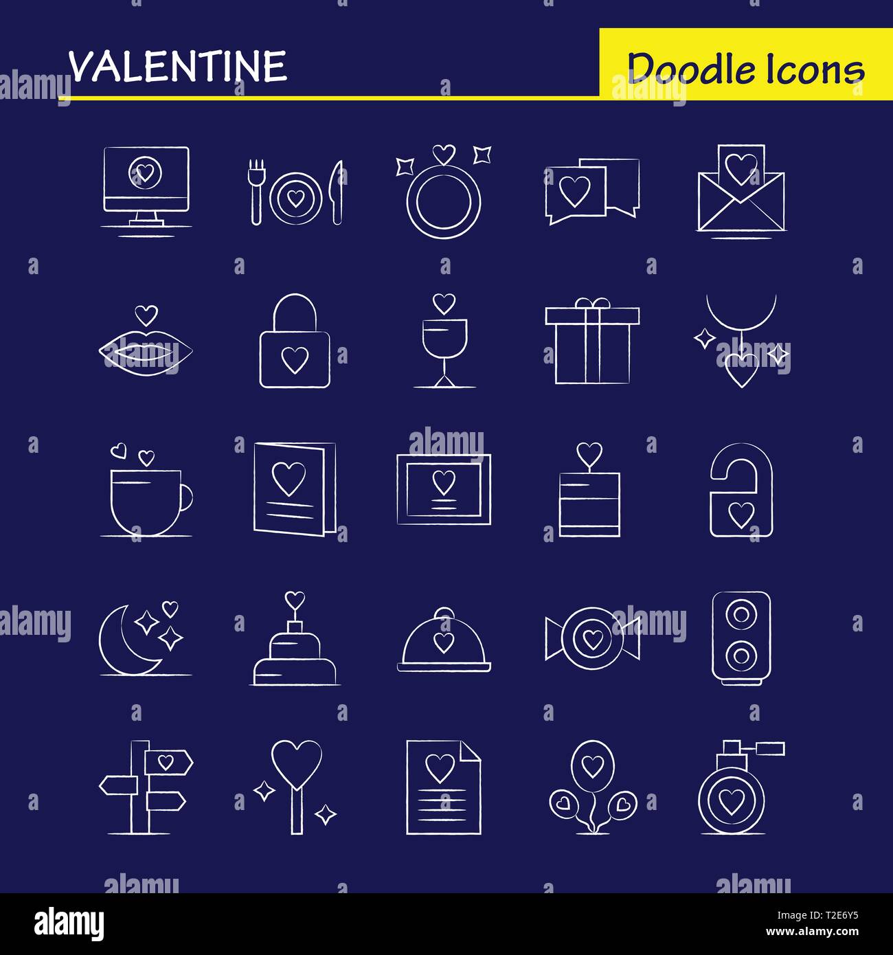 Valentine Hand gezeichnet Icon Pack für Designer und Entwickler. Ikonen der Datei, Liebe, Romantik, Valentinstag, Bild, Liebe, Romantik, Valentinstag, Vektor Stock Vektor