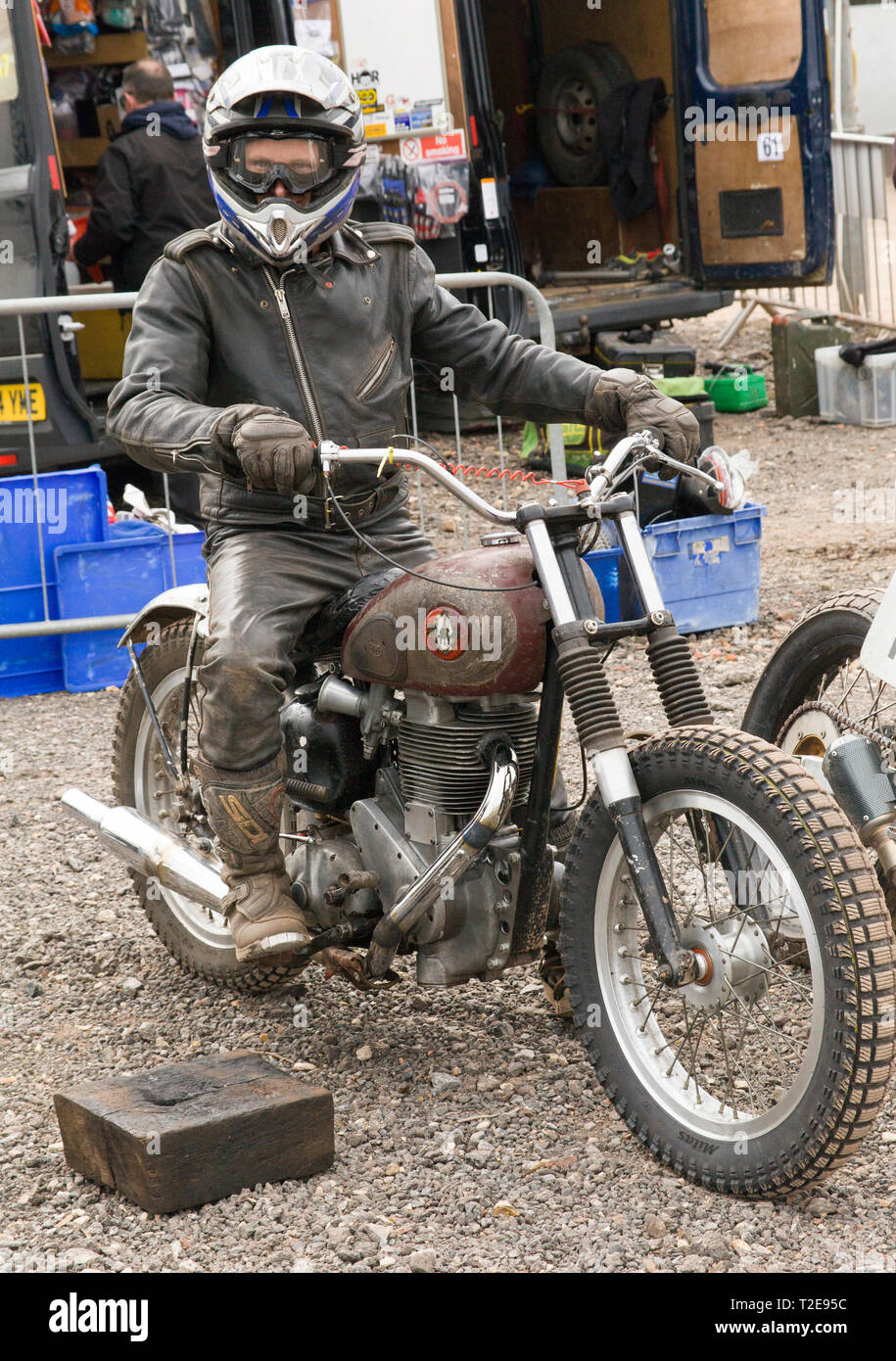Roggen Haus 31/3/2019 flache Strecke BSA Motorrad an Roggen Haus Speedway, Hoddeson, Hertfordshire, Großbritannien Stockfoto