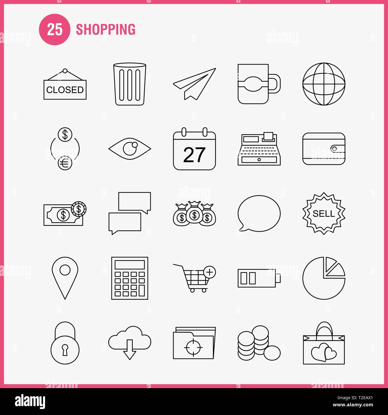 Shopping Line Symbol für Web, Print und Mobile UX/UI-Kit. Wie z.b.: Welt, Welt, Internet, Karte, Cloud, Pfeil, Dawn, Download, Piktogramm Pack. - Vektor Stock Vektor