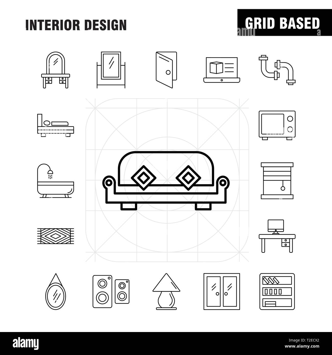 Interior Design Zeile Fur Symbole Fur Infografiken Mobile Ux Ui