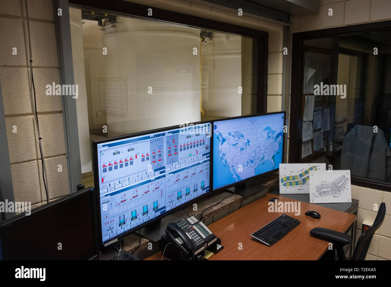 Das Control Center der George W. Kuhn Kläranlage in Madison Heights, Michigan, USA Stockfoto