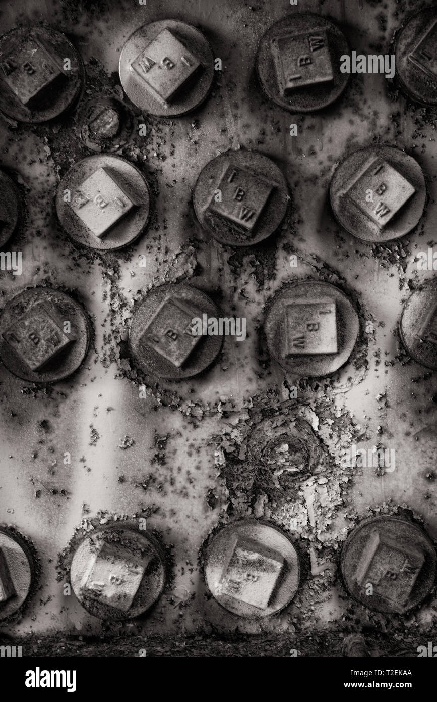 Furance rostige Schraube industrielle Muster, Detroit, Michigan, USA Stockfoto
