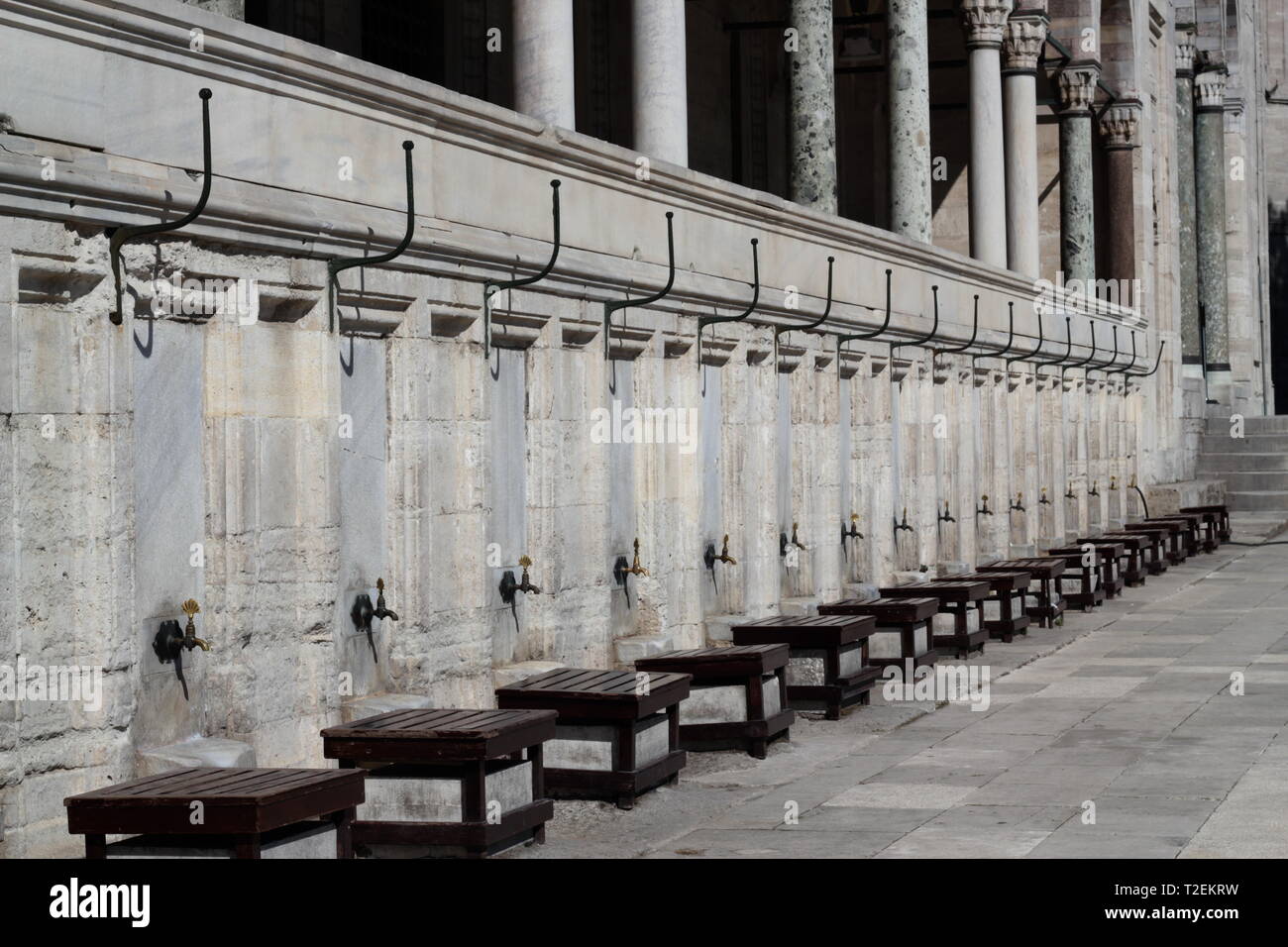 Waschungen in der Moschee, die Suleymaniye Moschee, Istanbul, Türkei Stockfoto