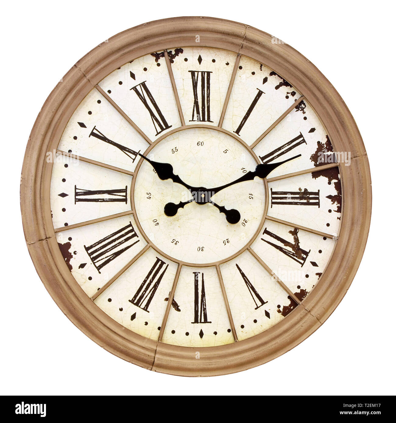 Große vintage Uhr isoliert enthalten Freistellungspfad Stockfoto