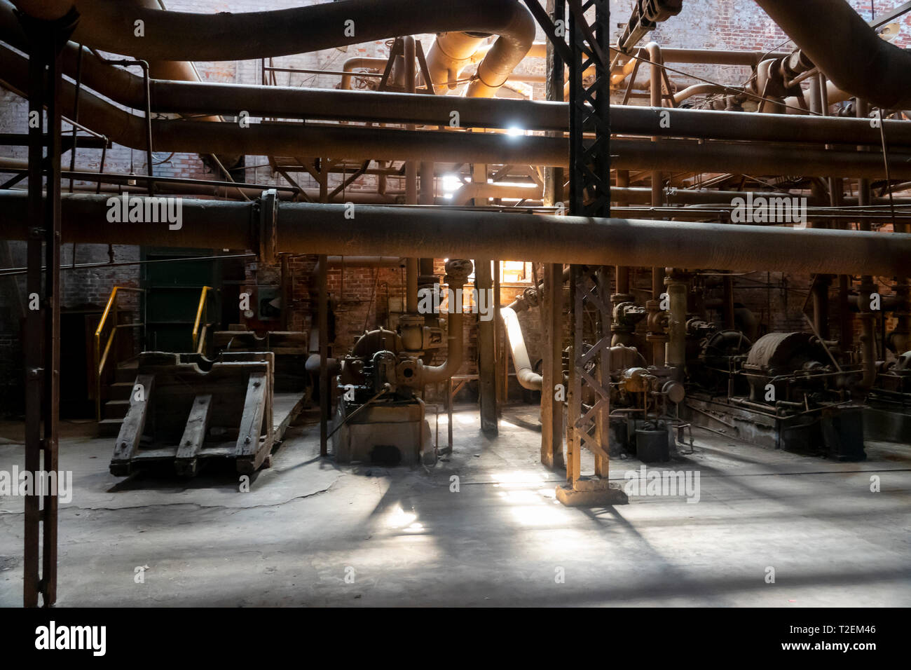 USA Alabama Birmingham die Sloss Öfen jetzt eine National Historic Landmark einmal im Roheisen Anlage - Innenraum Stockfoto