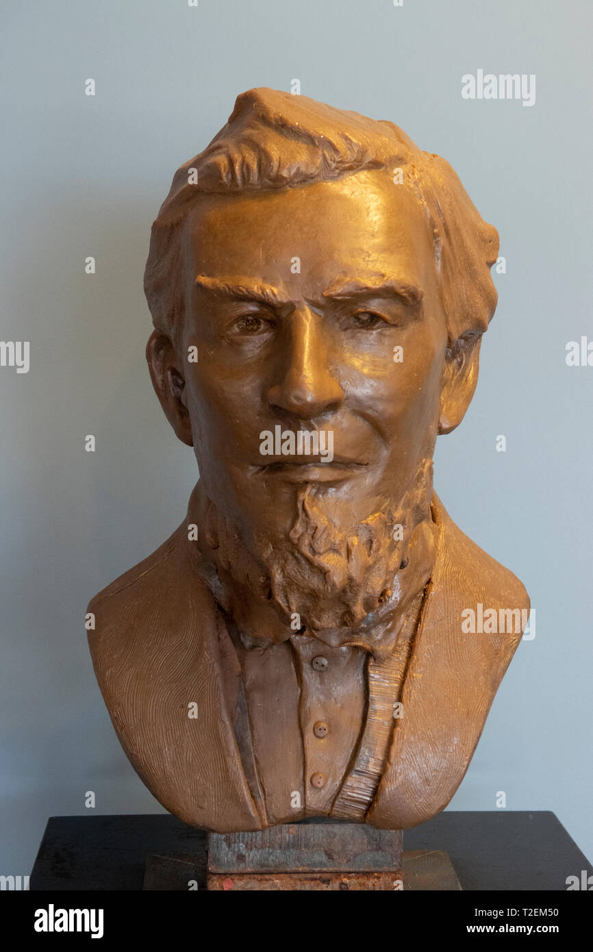 USA Alabama Birmingham die Sloss Öfen jetzt eine National Historic Landmark einmal im Roheisen Anlage - Hoch- oder Büste von James Widerrist Sloss Stockfoto