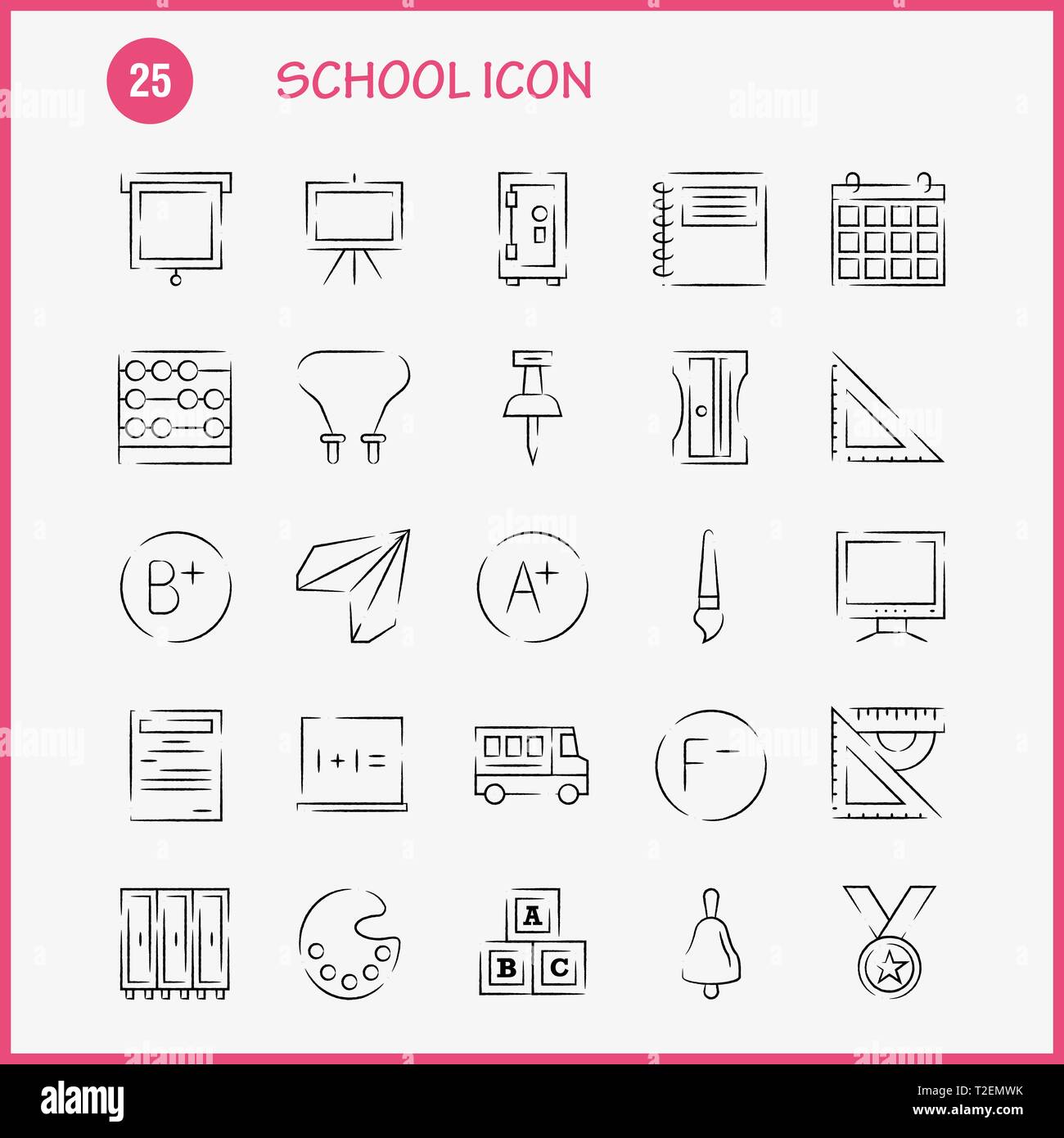 Schule Symbol Hand Gezeichnet Icon Pack Fur Designer Und Entwickler Symbole Fur Bildung Datei Papier Schule Kunst Hochschule Malen Malerei Vektor Stock Vektorgrafik Alamy