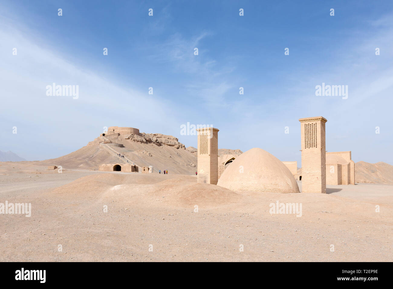 Dakmeh-ye Zartoshtiyu komplexer, auch wie die Türme des Schweigens, in der Nähe von Yazd, Iran Stockfoto