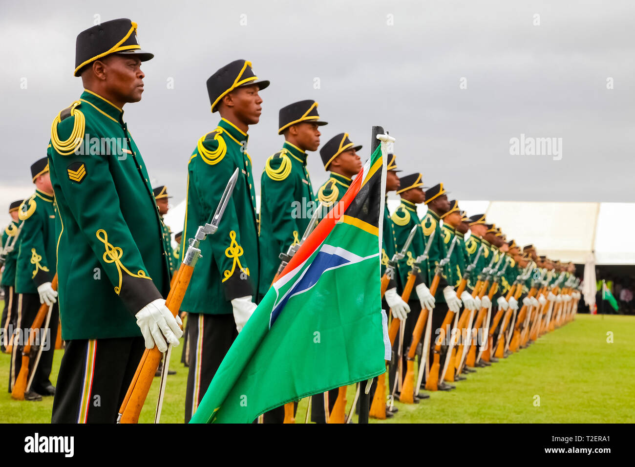 Ermelo, Südafrika - 24. September 2011: South African Defence Force Soldaten auf Parade Stockfoto