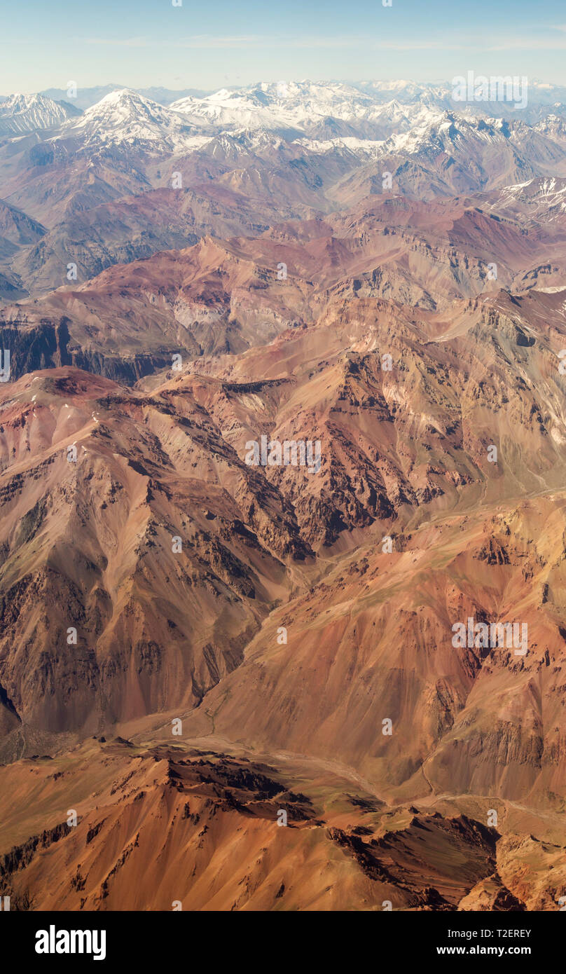 Die chilenischen Anden aus der Luft. Stockfoto