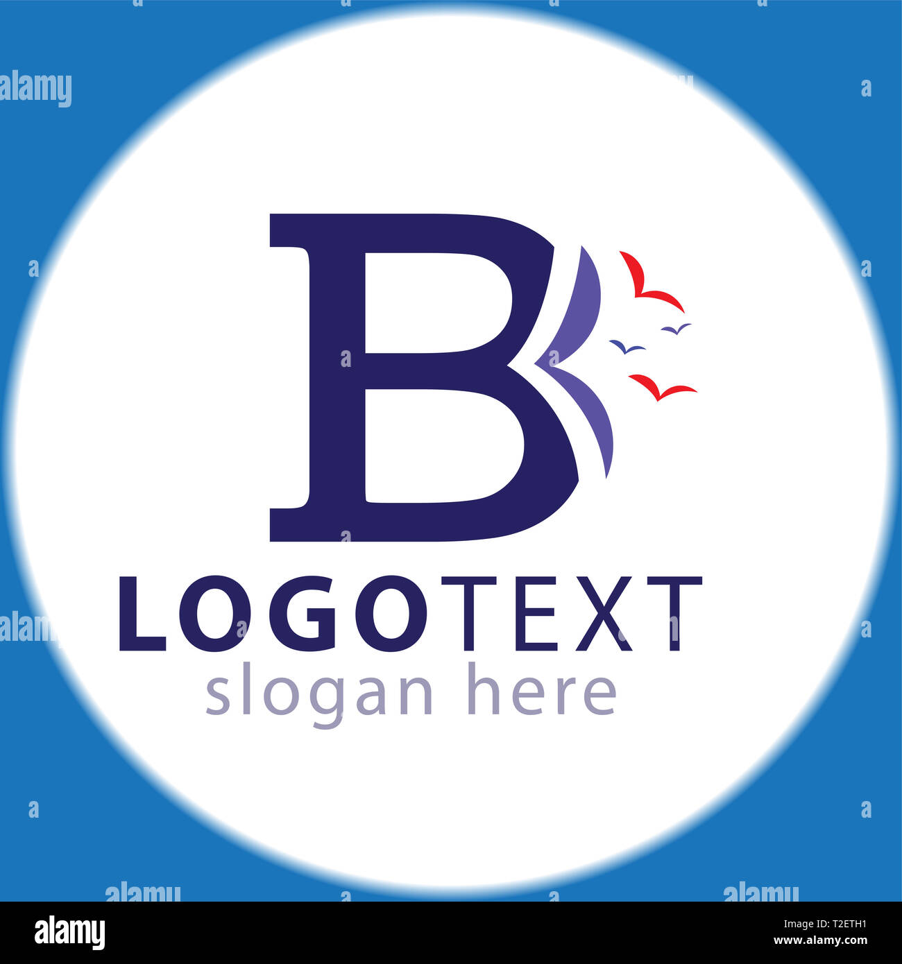 B Brief mit Vogel logo Symbol vektor Vorlage Stockfoto