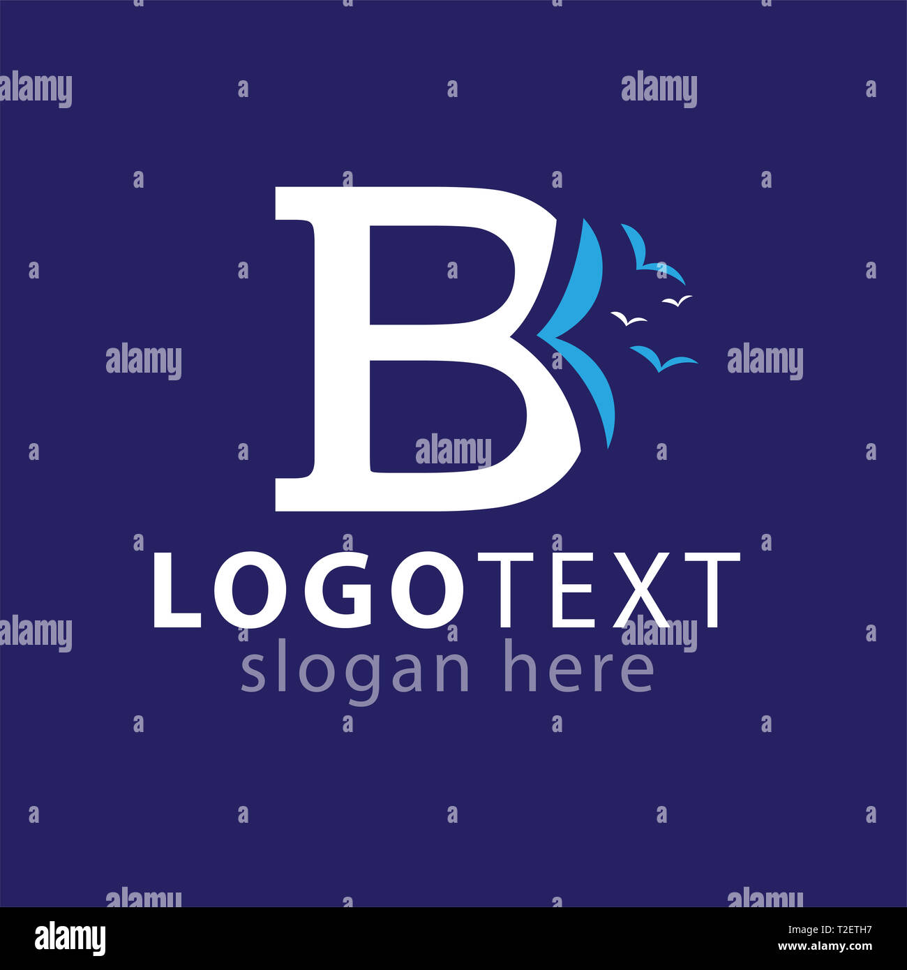 B Brief mit Vogel logo Symbol vektor Vorlage Stockfoto