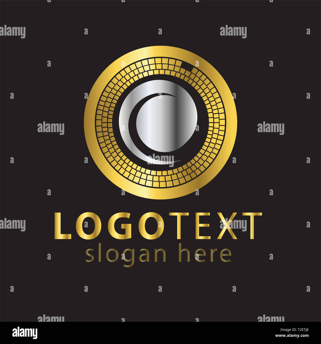 Abstrakte Gold und Silver Circle logo Symbol Vektor Stockfoto