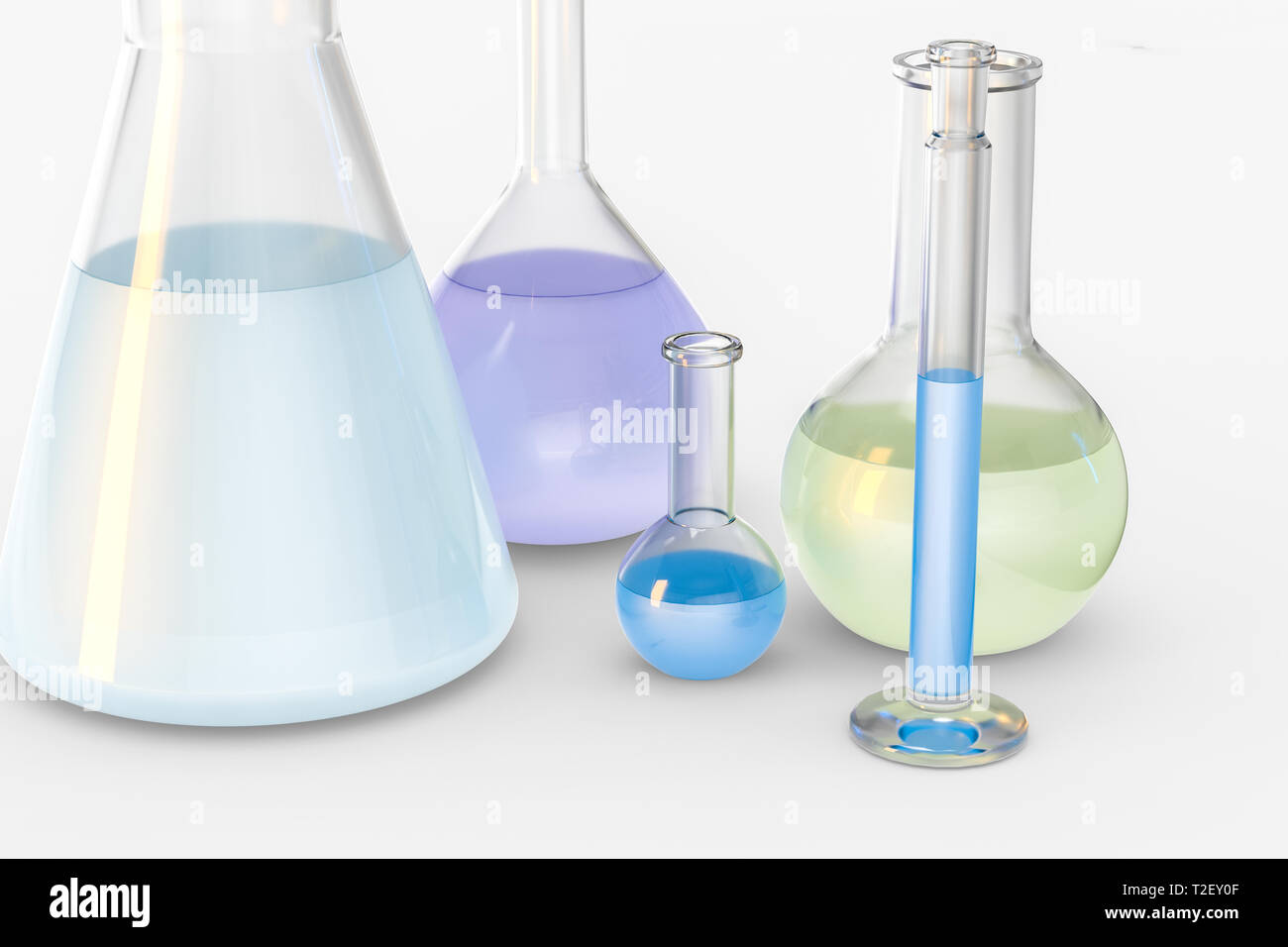 3D-Rendering, Chemikalien Gefäße im Labor, Computer digital image Stockfoto