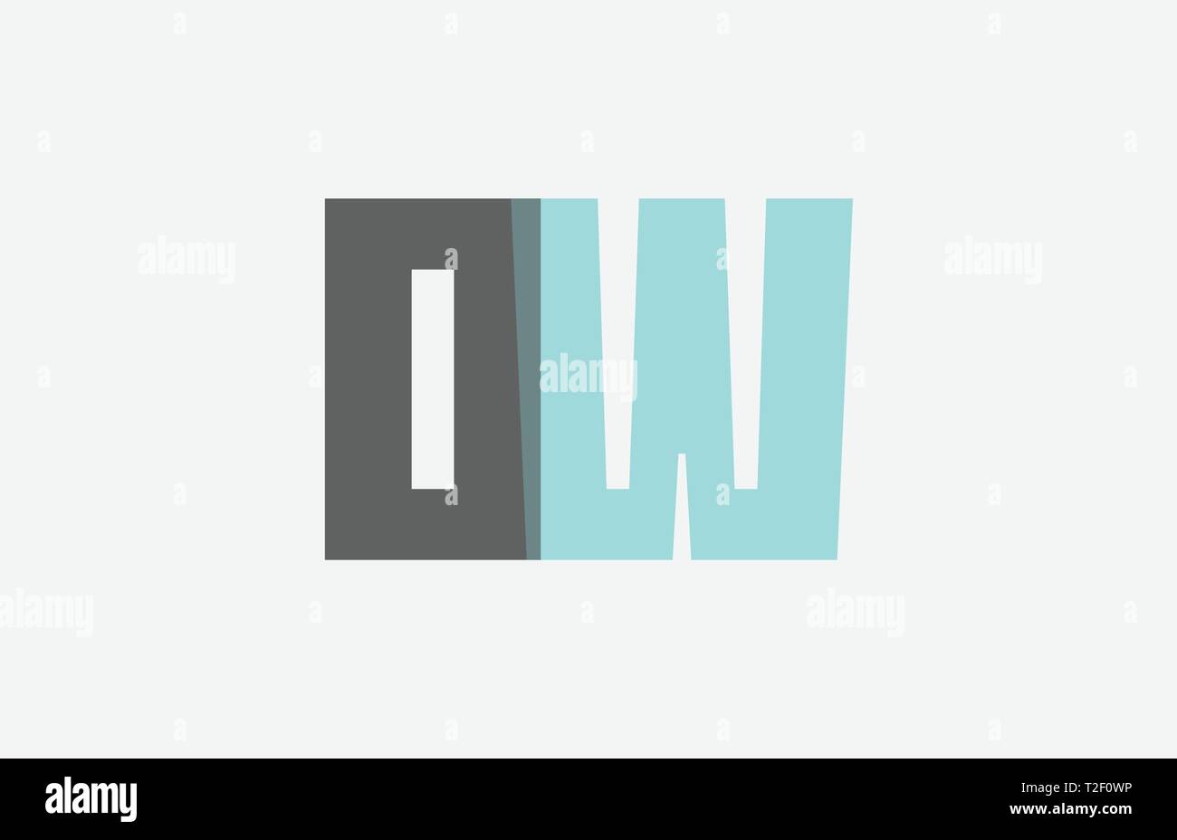 Grau pastell-blaue Buchstaben OW O W logo Kombination design geeignet für ein Unternehmen oder ein Geschäft Stock Vektor