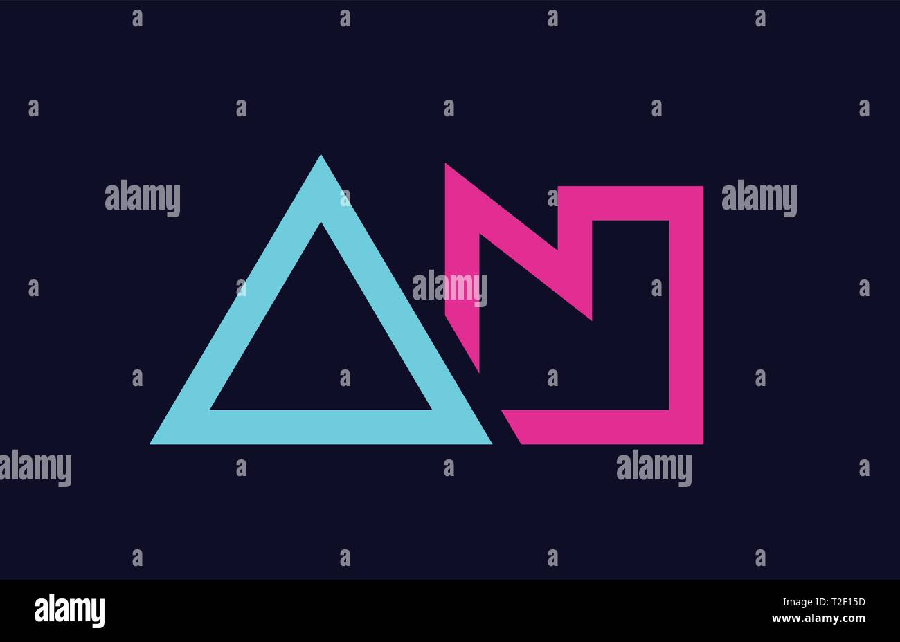 Blau Rosa bunte Buchstaben logo Kombination eine a n Design für ein Unternehmen oder ein Geschäft Stock Vektor