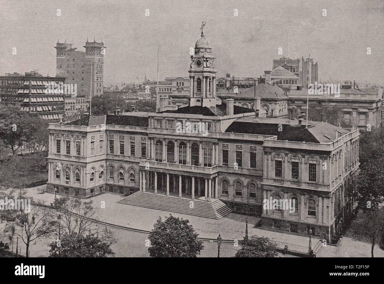 Die Stadt Hall-In City Hall Park, zwischen dem Broadway und der Park Row, gegenüber Murray Street Stockfoto