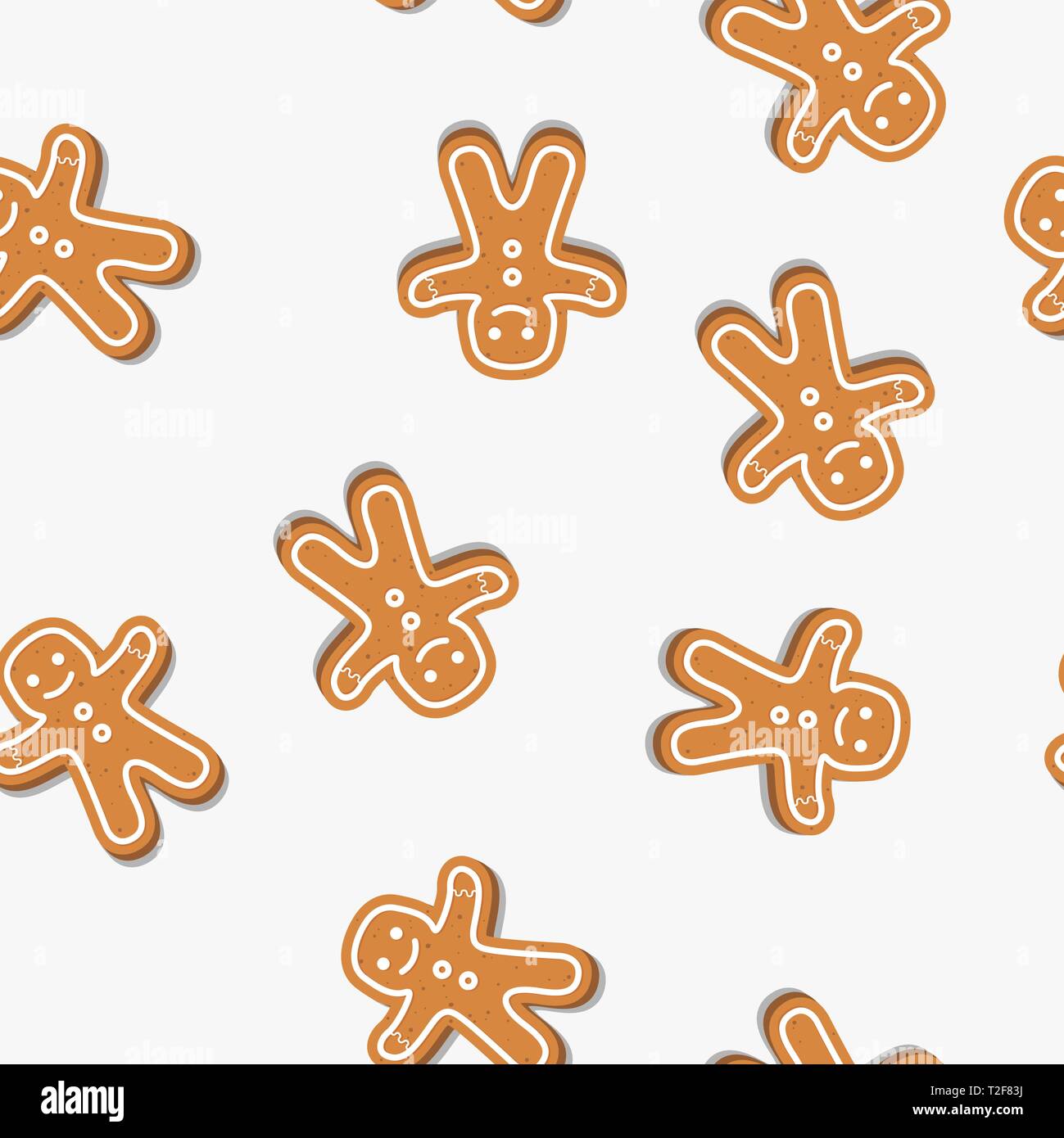 Gingerbread Man. Weihnachtsplätzchen. Nahtlose Muster. Stock Vektor