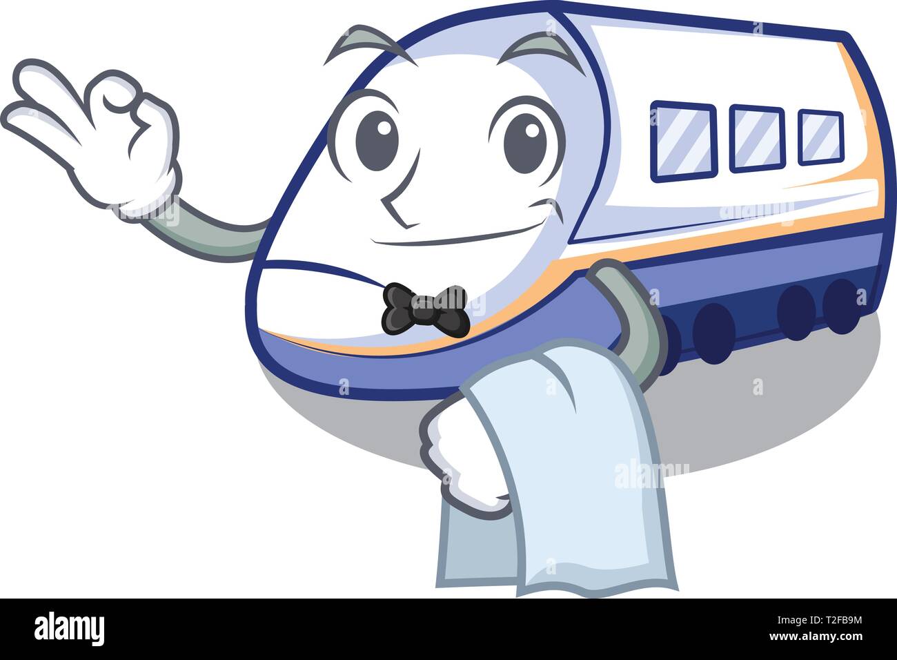 Kellner Shinkansen Zug in der Karikatur Vektor-illustration isoliert Stock Vektor