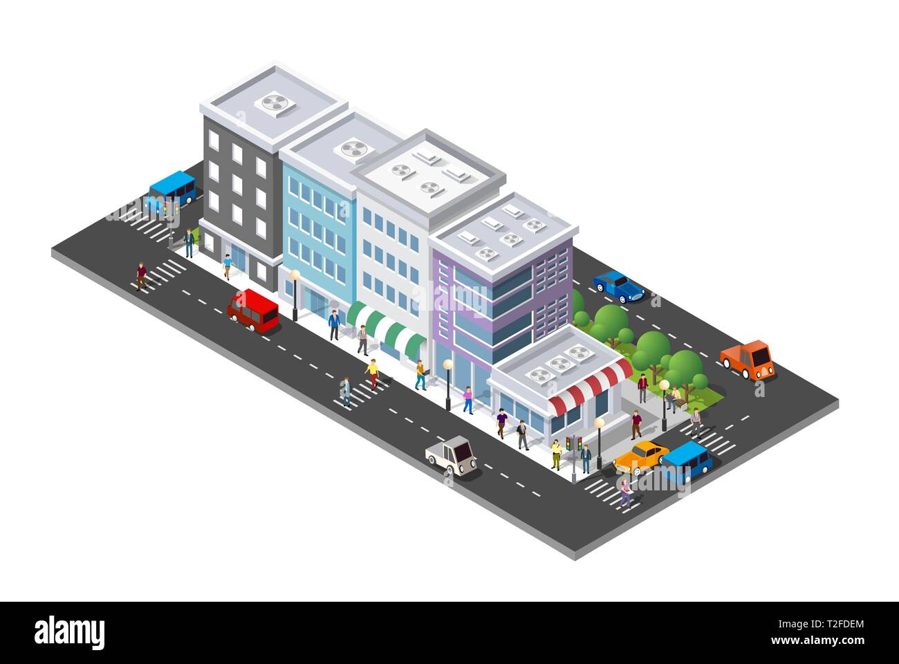 Menschen zu Fuß rund um die Stadt Geschäftsmann Geschäftsmann Isometrische Projektion Stock Vektor