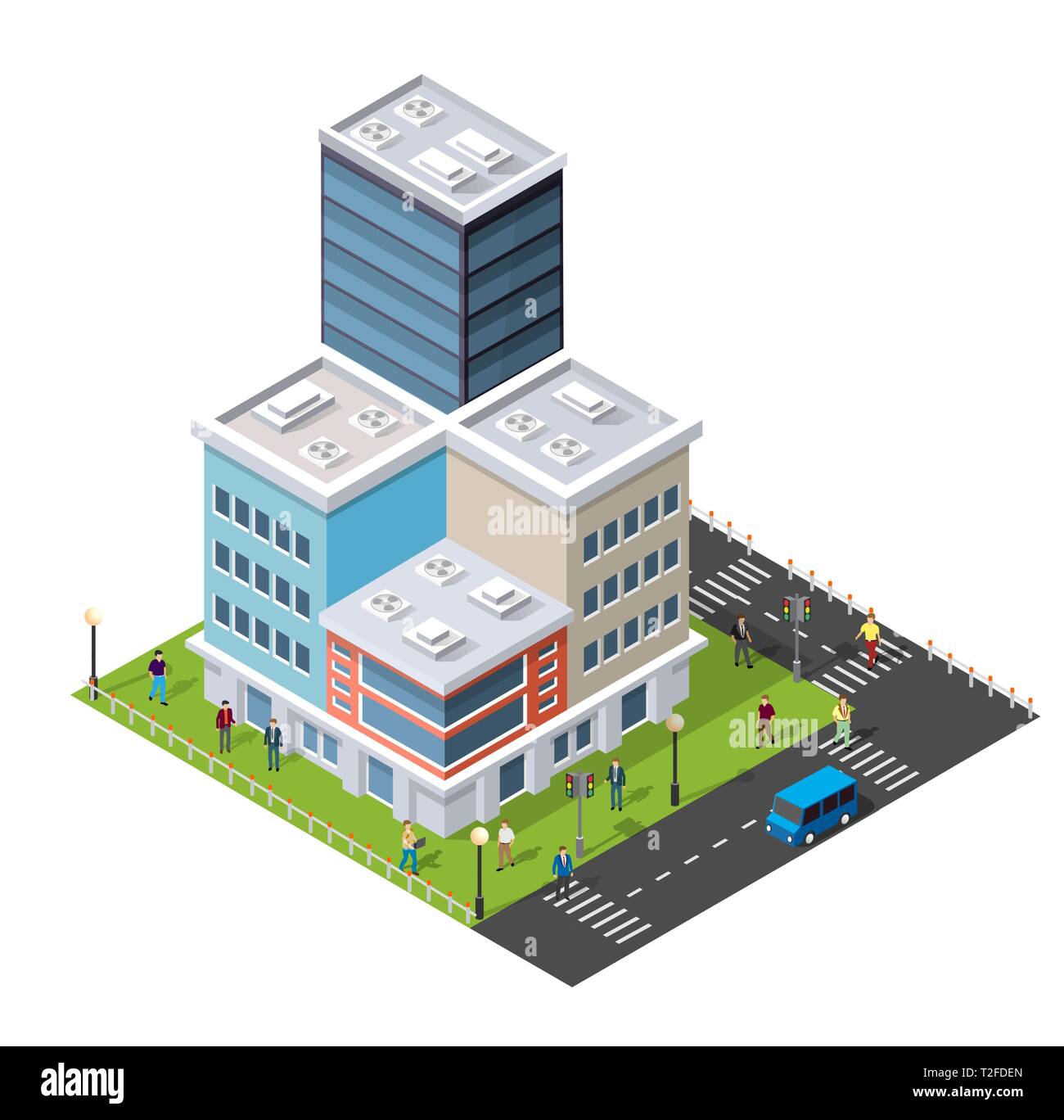 Menschen zu Fuß rund um die Stadt Geschäftsmann Geschäftsmann Isometrische Projektion Stock Vektor