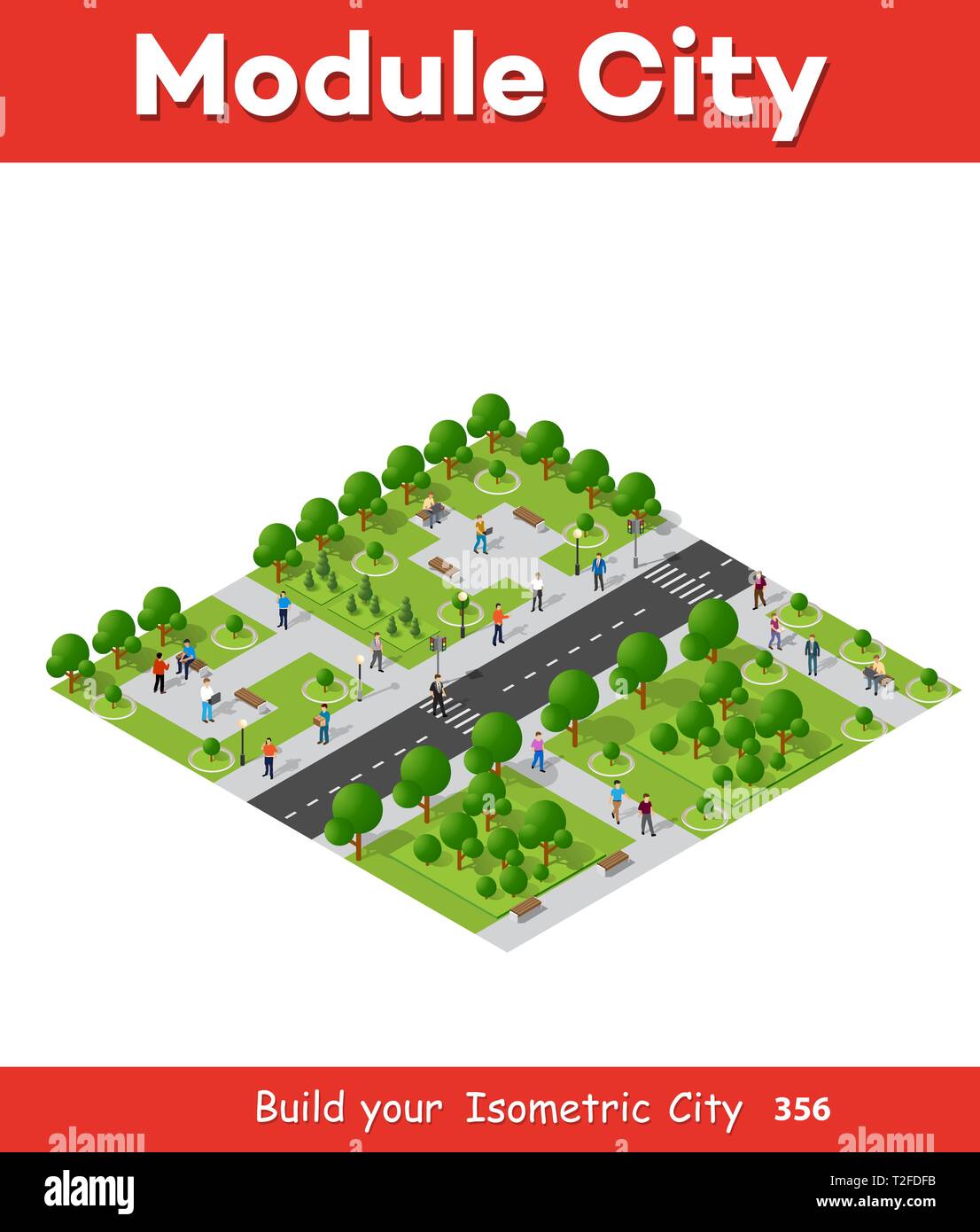 Menschen zu Fuß rund um die Stadt Geschäftsmann Geschäftsmann Isometrische Projektion Stock Vektor
