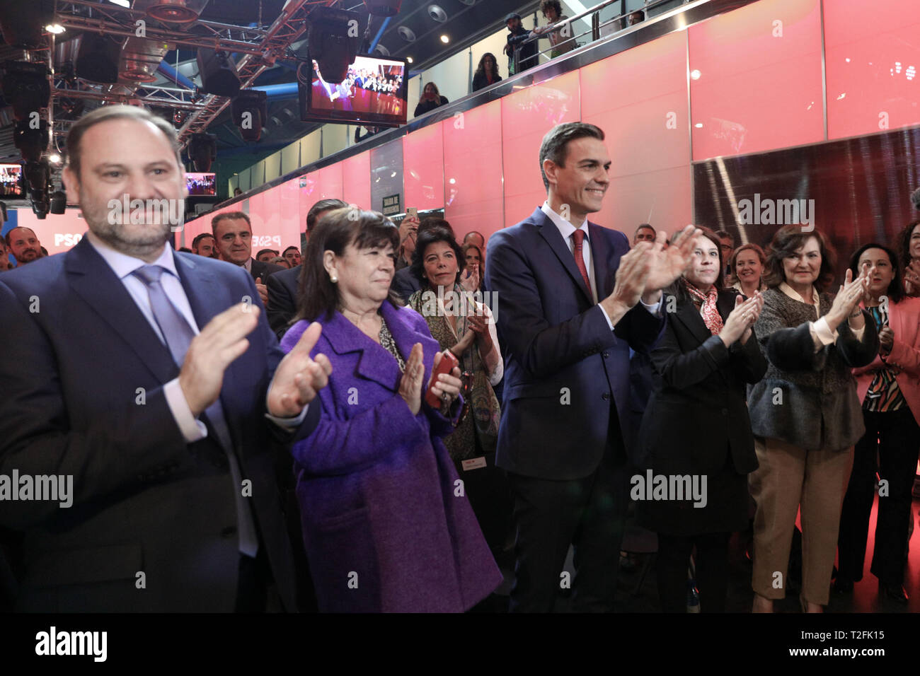 Madrid, Spanien. 02 Apr, 2019. Der Präsident der Regierung und der Generalsekretär der PSOE, Pedro Sanchez, präsentiert der Wahlkampf der Sozialdemokraten. Credit: Jesús Hellin/Alamy leben Nachrichten Stockfoto