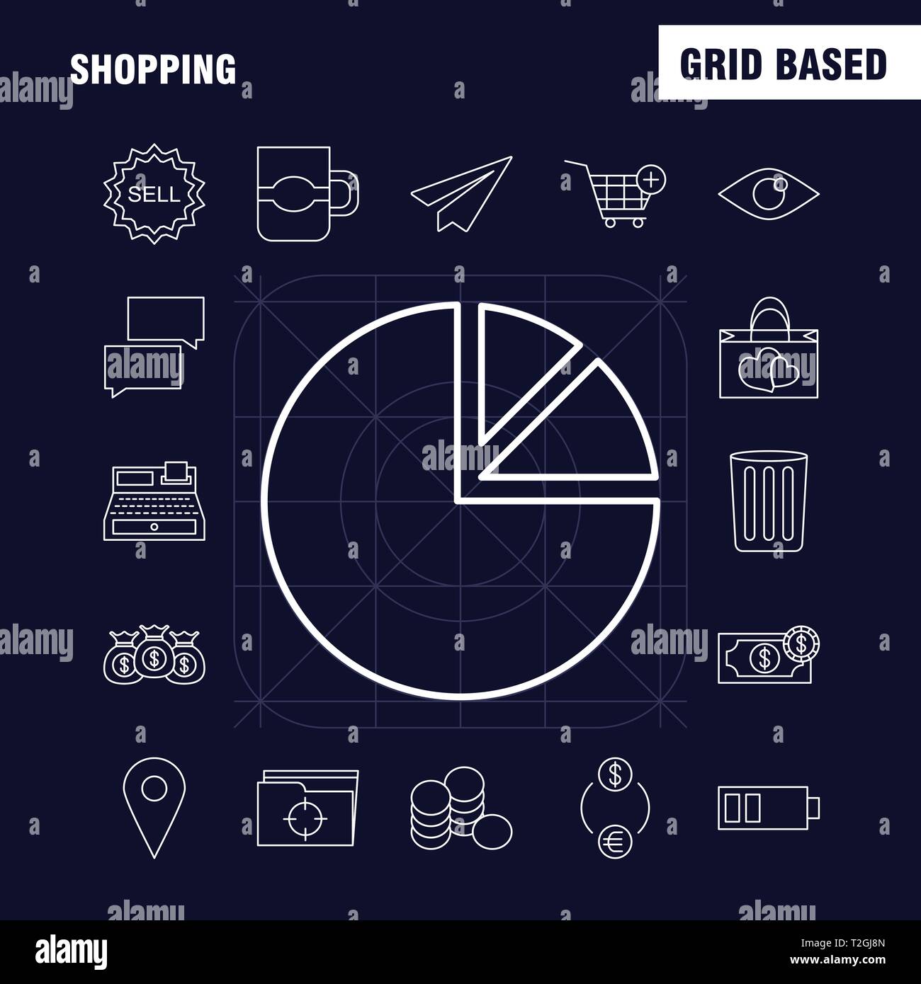 Shopping Line Symbol für Web, Print und Mobile UX/UI-Kit. Wie z.b.: Welt, Welt, Internet, Karte, Cloud, Pfeil, Dawn, Download, Piktogramm Pack. - Vektor Stock Vektor