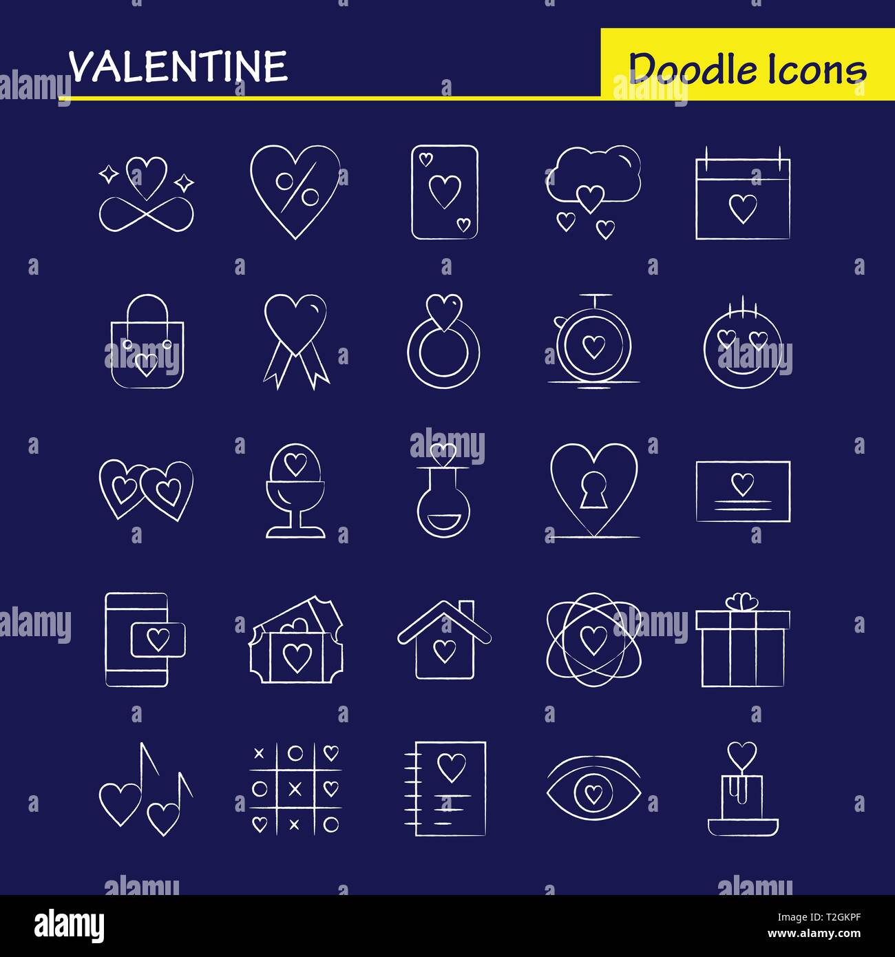 Valentine Hand gezeichnet Icon Pack für Designer und Entwickler. Symbole des Kolbens, Liebe, Romantik, Valentinstag, Liebe, Geschenk, Herz, Valentinstag, Vektor Stock Vektor