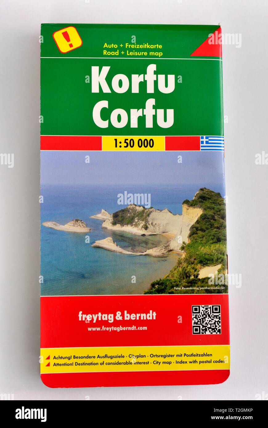 Korfu, Korfu, Straße Freizeitaktivitäten Karte, Freytag & Berndt, Stockfoto
