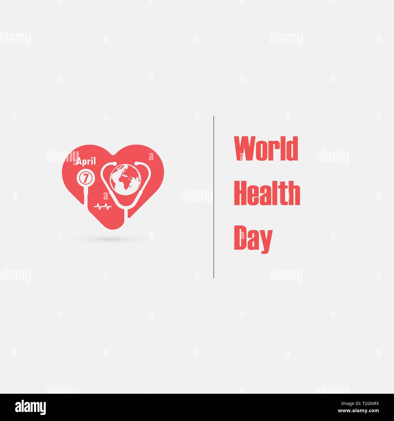 Globus unterzeichnen und Stethoskop Symbol mit Herzform Vektor logo Vorlage. Weltgesundheitstag Symbol. Weltgesundheitstag Idee Konzept der Kampagne. Vektor illus Stock Vektor