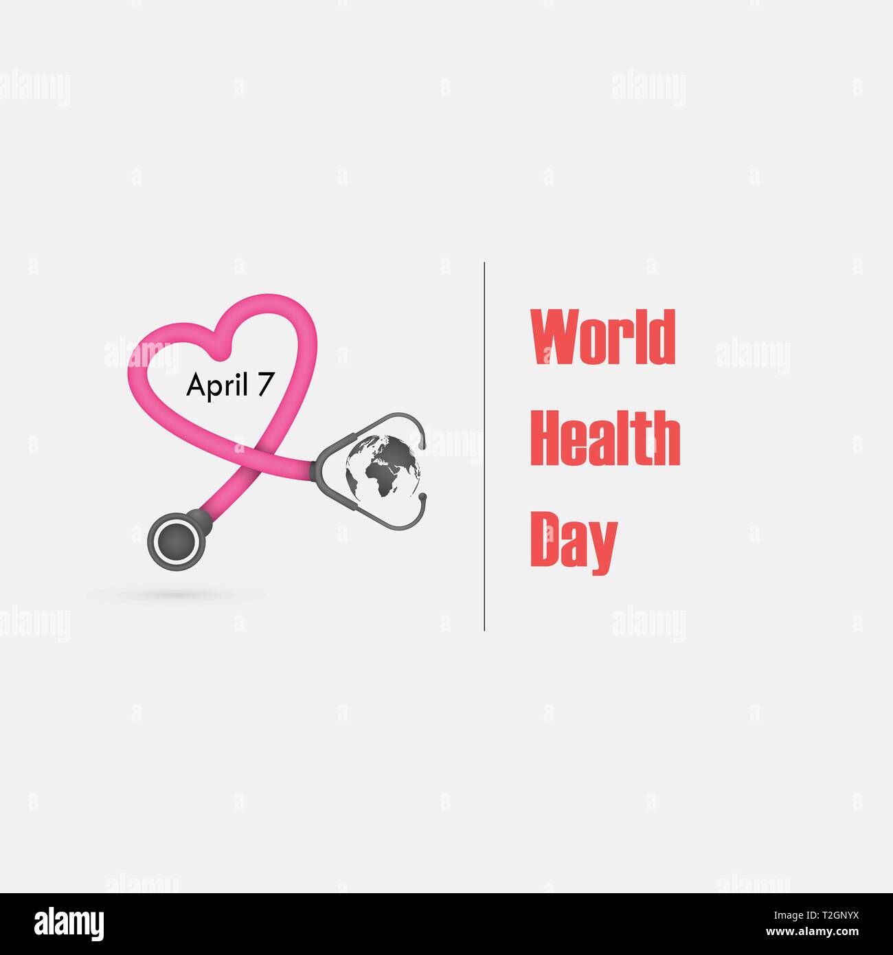 Globus unterzeichnen und Stethoskop Vektor logo Vorlage. Weltgesundheitstag Symbol. Weltgesundheitstag Idee Konzept der Kampagne. Vector Illustration Stock Vektor
