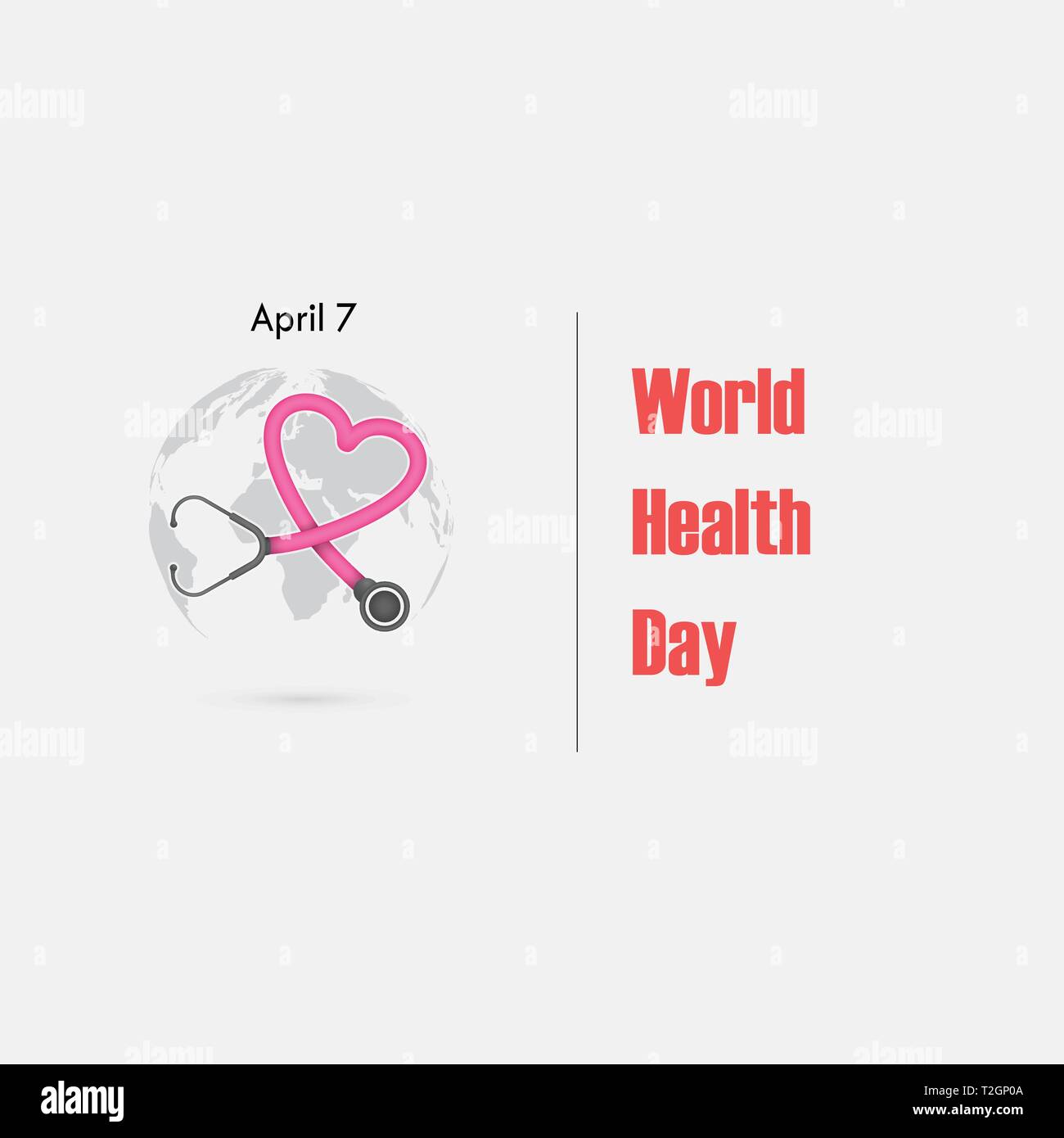 Globus unterzeichnen und Stethoskop Vektor logo Vorlage. Weltgesundheitstag Symbol. Weltgesundheitstag Idee Konzept der Kampagne. Vector Illustration Stock Vektor