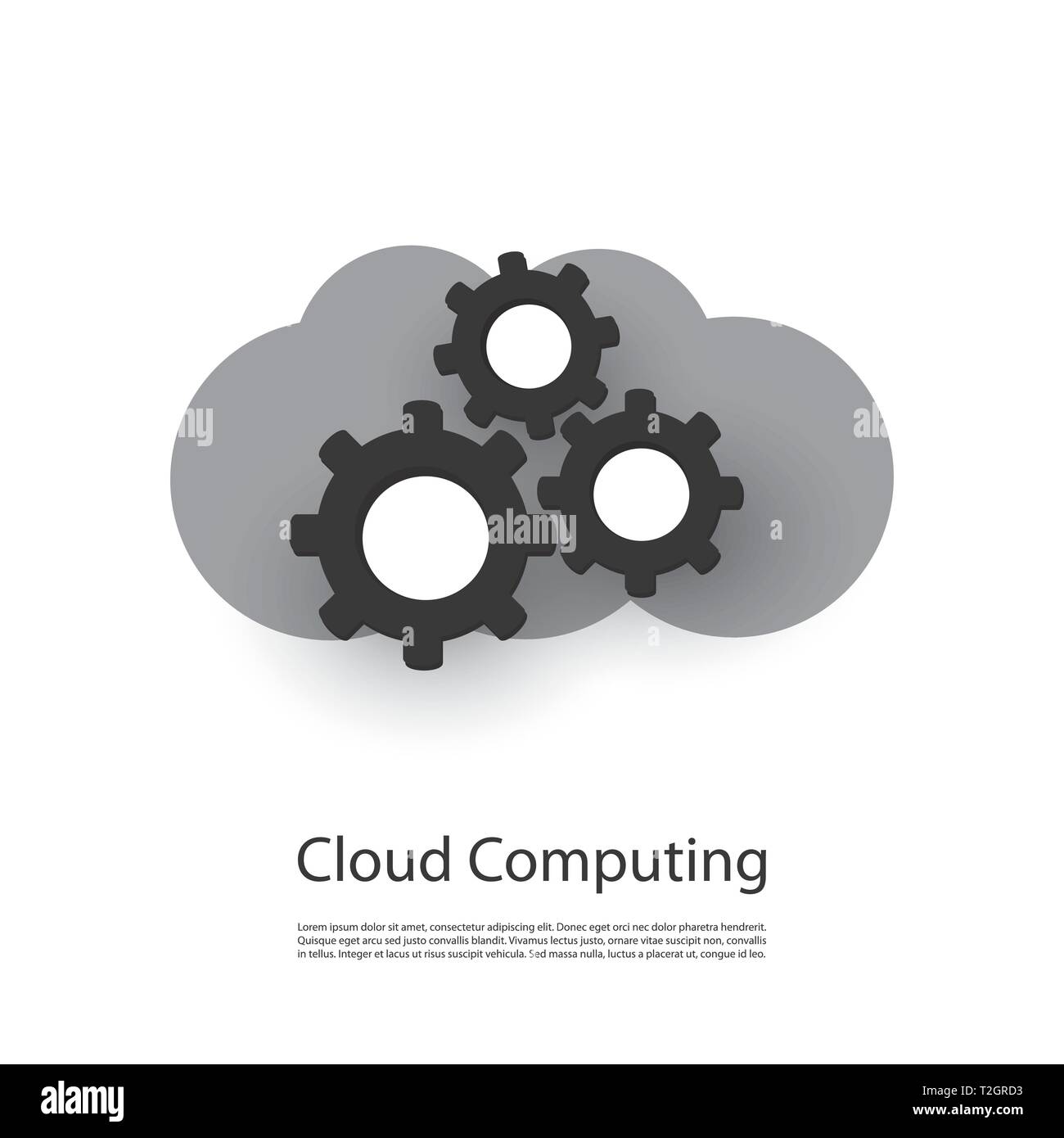 Cloud Computing Konzept, Cloud geformte Logo Design mit Zahnräder innen - Abbildung in bearbeitbaren Vektorformat Stock Vektor