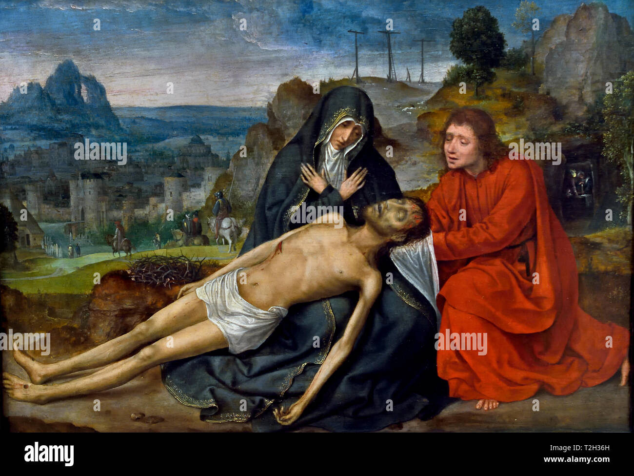 Die Beweinung Christi 1525 von METSYS Quentin, 1466-1530, der belgischen, der Belgien, Flämische, Stockfoto