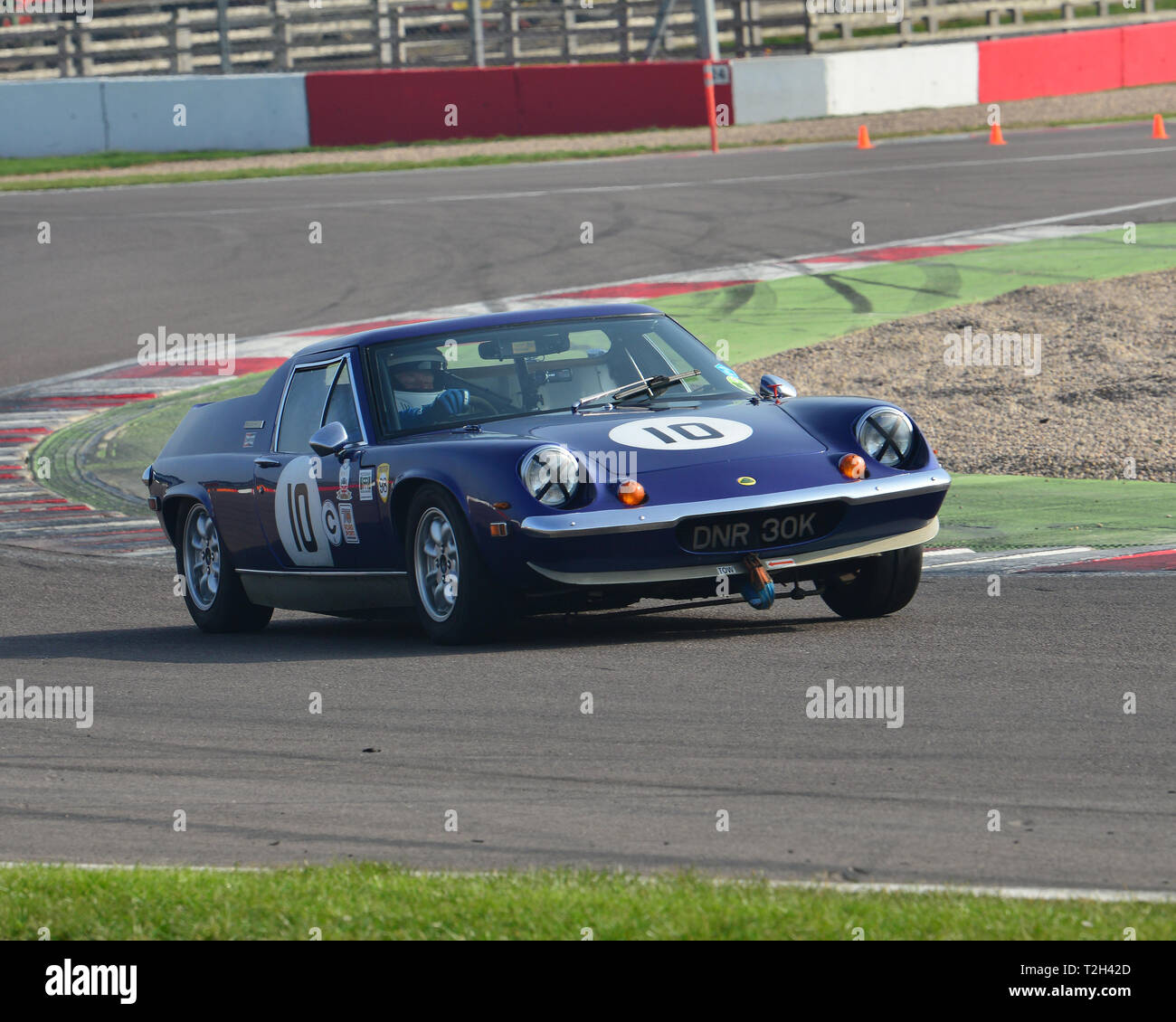 Nigel Ashley, Lotus Europa, 70er Sport Straße Meisterschaft, HSCC, Öffner, Samstag, den 30. März 2019, Donington Park, Rundstrecke, CJM Hg Stockfoto