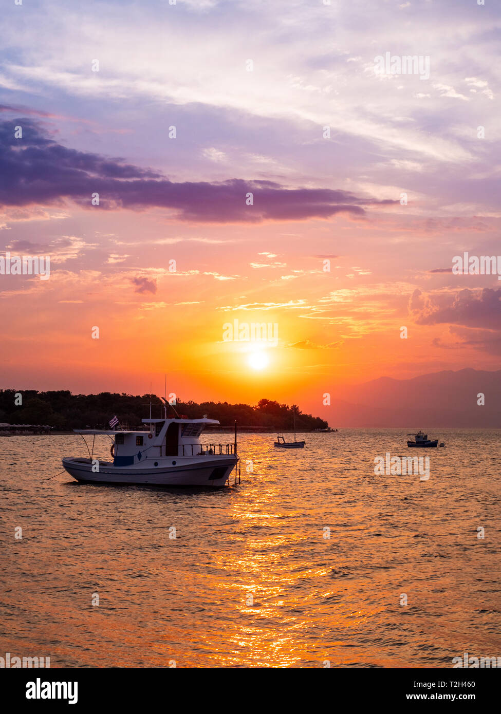 Sonnenuntergang auf der Insel Thasos, Griechenland Stockfoto