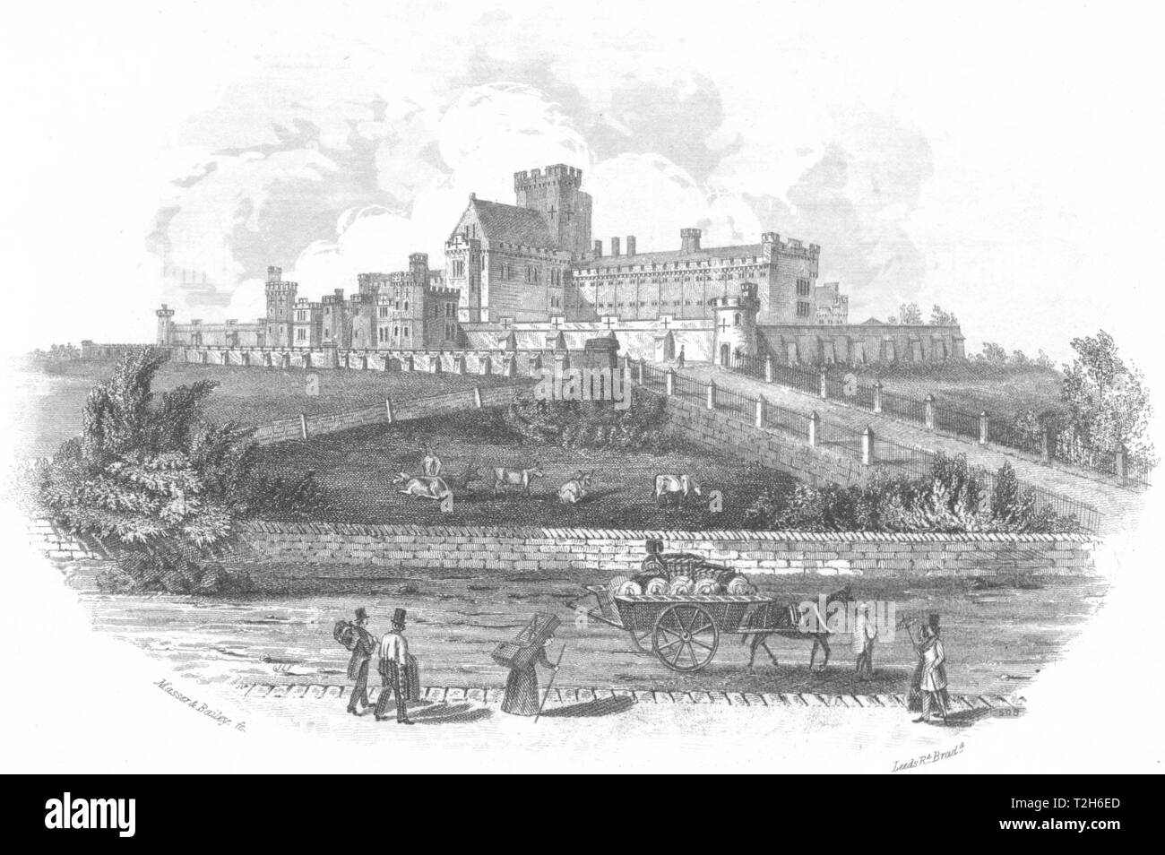 YORKS. NW Leeds neues Gefängnis c 1855 alte antike vintage Bild drucken Stockfoto