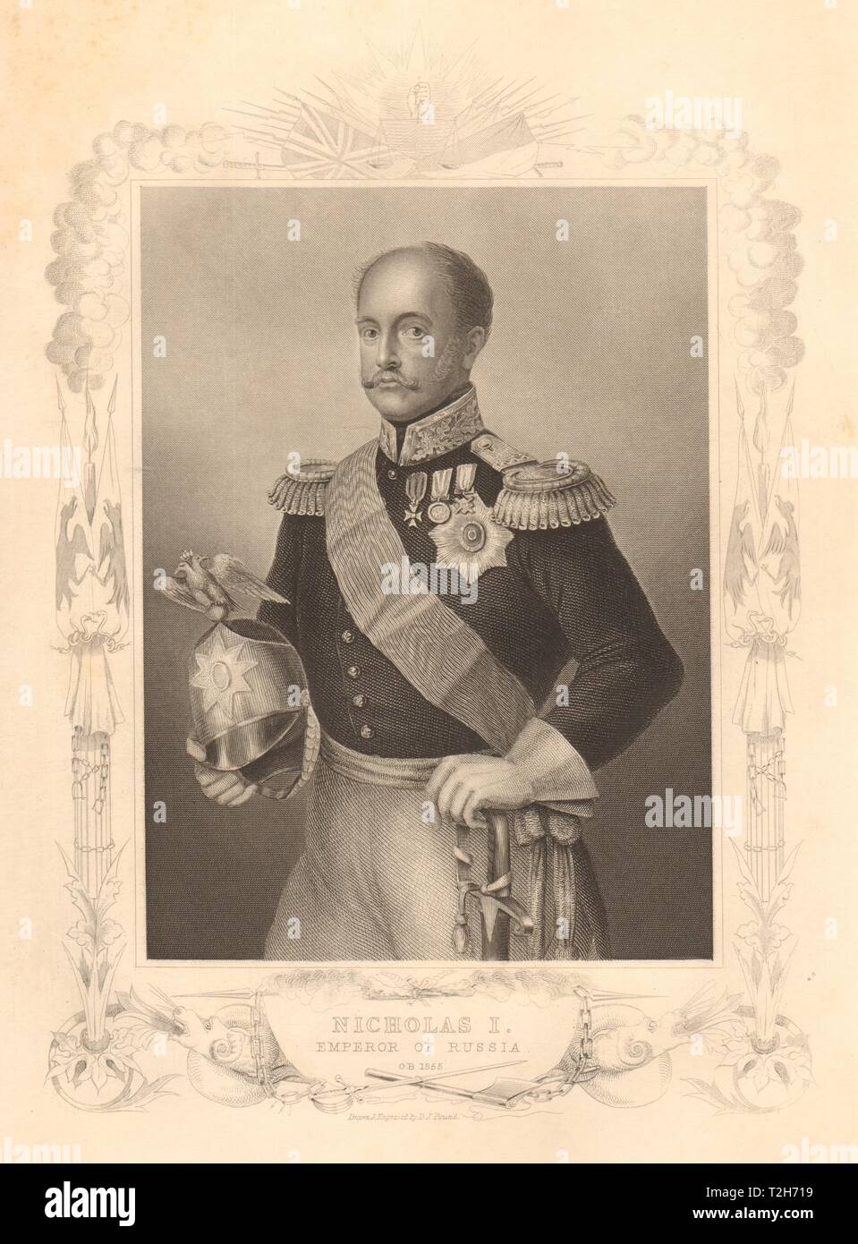 Krimkrieg. Zar Nikolaus I., Kaiser von Russland Ob. 1855 1860 alte Drucken Stockfoto