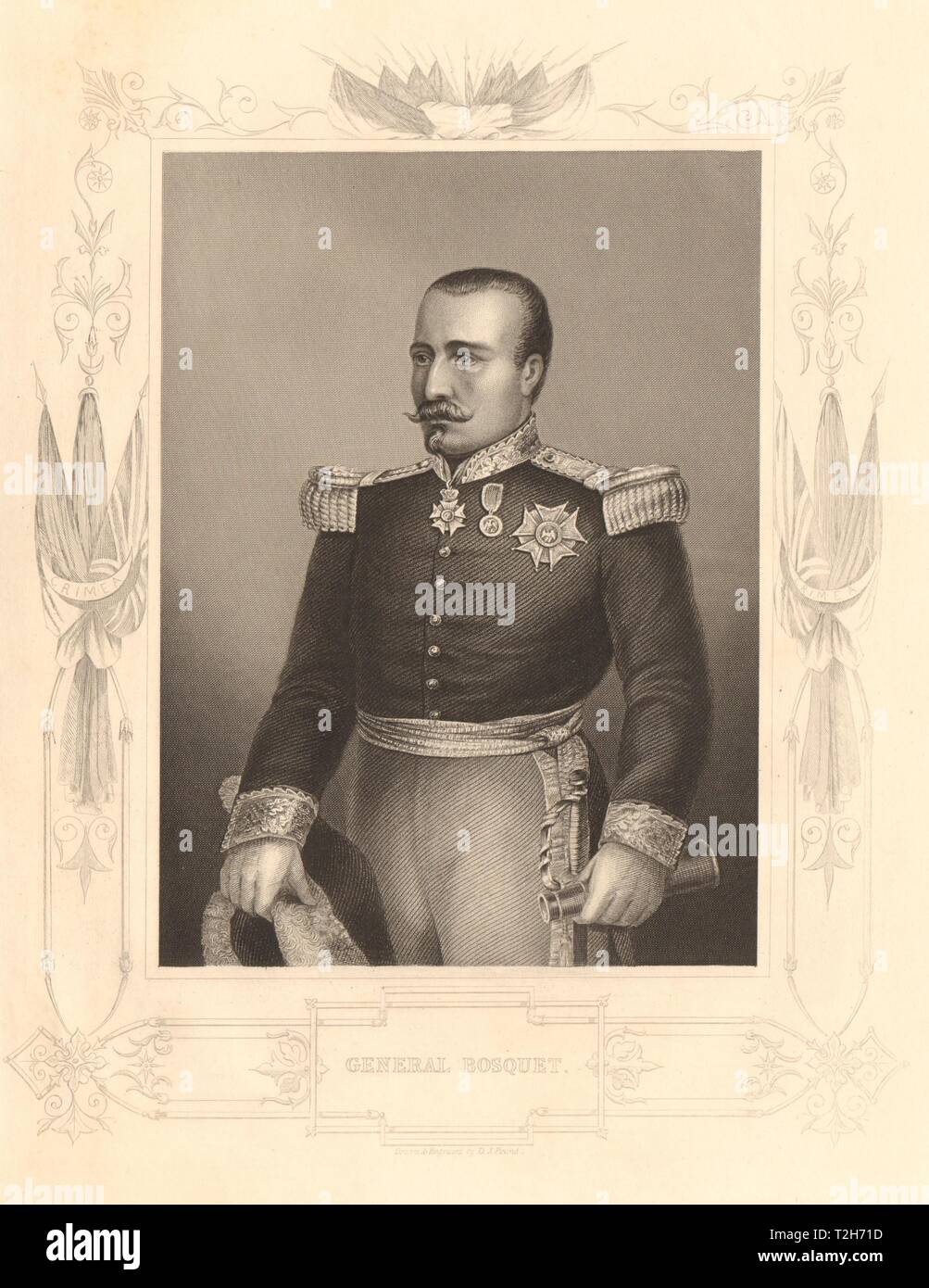 Krimkrieg. General Pierre François Joseph Redoute 1860 alten, antiken Drucken Stockfoto