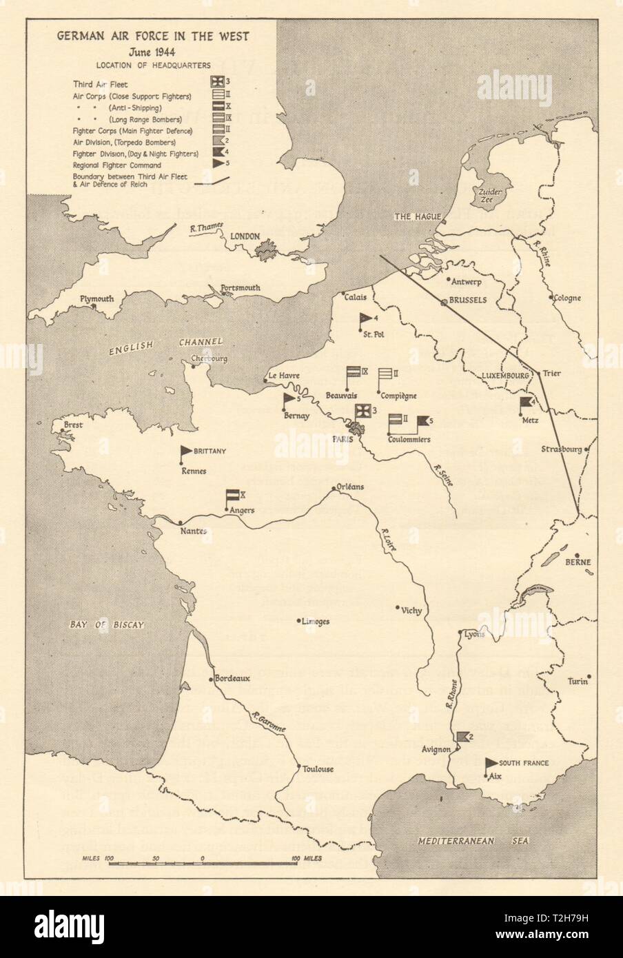 Luftwaffe in Frankreich Juni 1944 HQ Standorte. Operation Overlord 1962