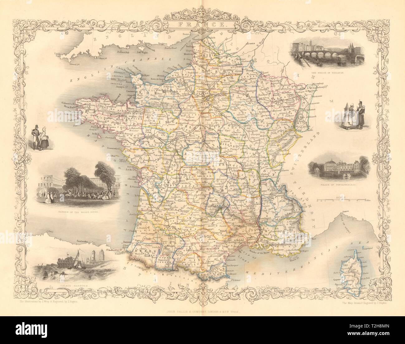Frankreich. Provinzen. Ohne Comté de Nice & Savoy/Savoie. RAPKIN/TALLIS C 1855-Karte Stockfoto