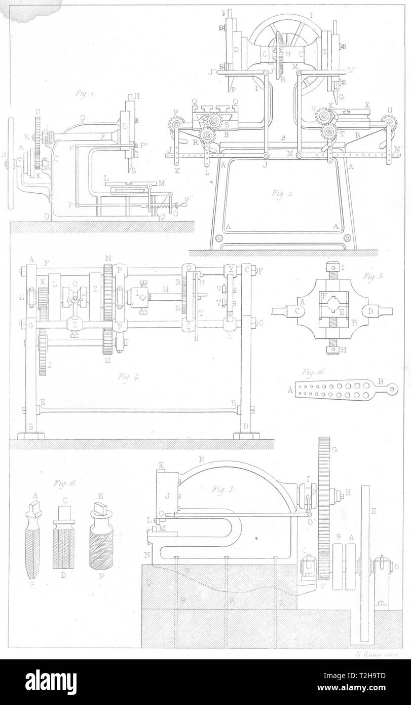 ENGINEERING. Kunst Mecaniques. Maschinen eine mortaiser Cisaille, ein tarauder 1879 Stockfoto